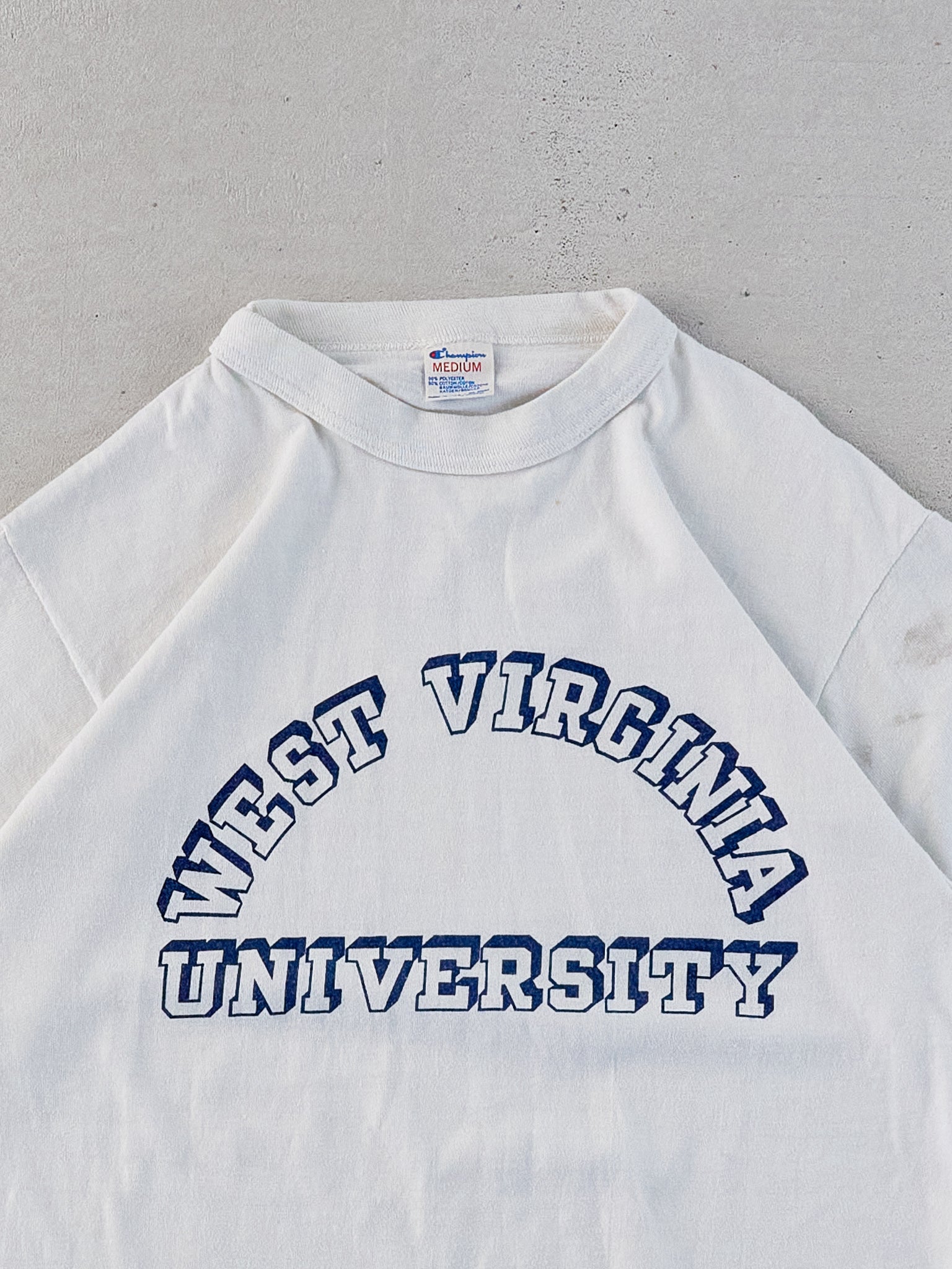 Vintage 80s White Single Stitched West Virginia Champion University Tee (XS)I