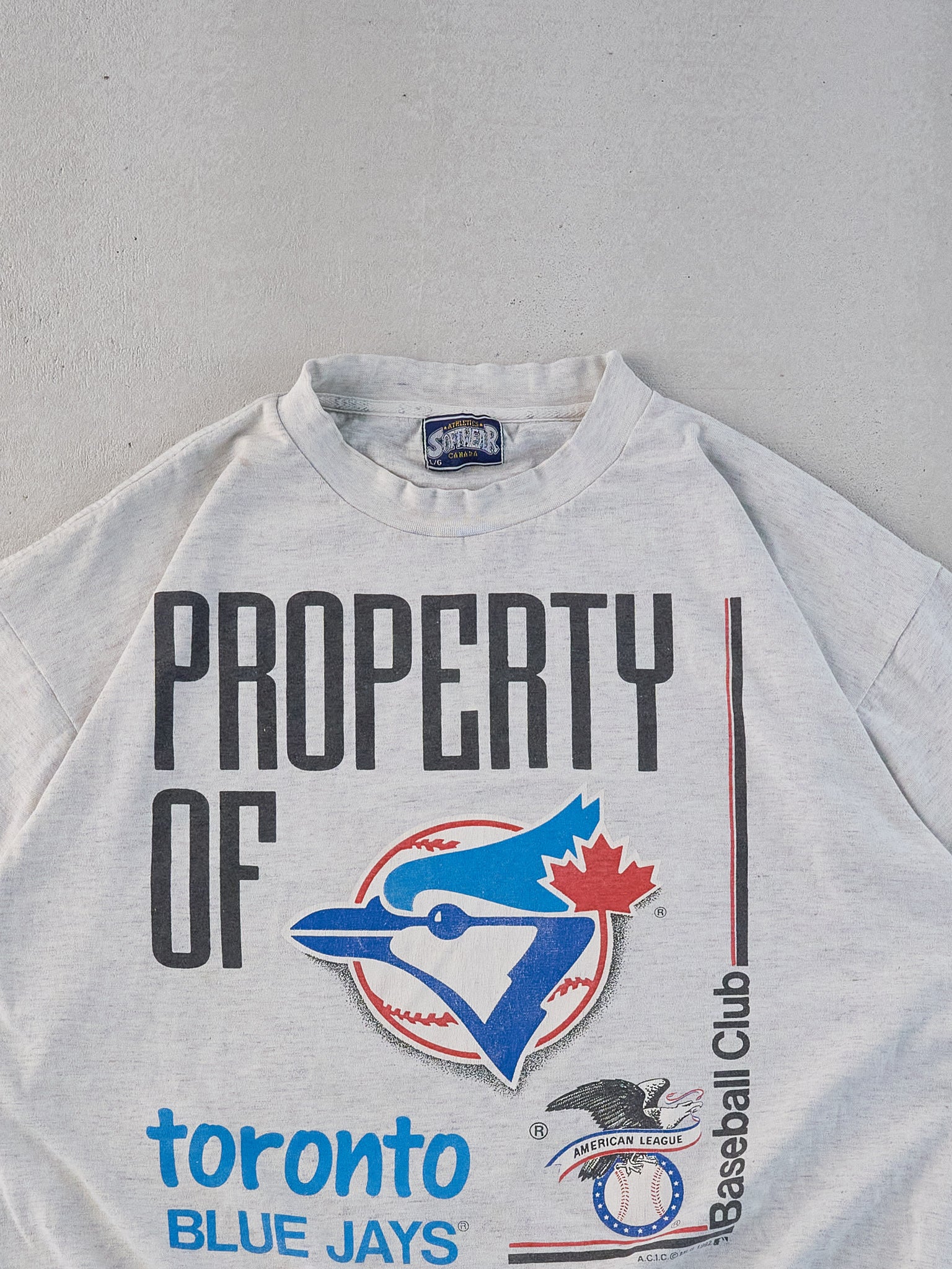 Vintage 92 Grey Single Stitched Toronto Blue Jays Graphic Tee (M/L)