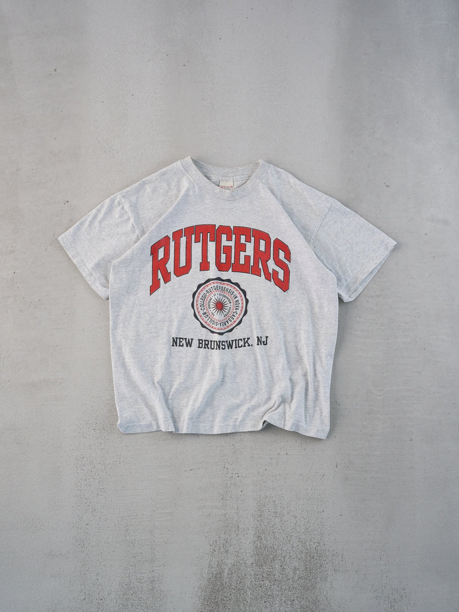 Vintage 90s Grey Single Stitched Rutgers Boxy Tee (M)