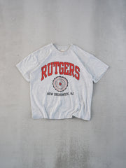 Vintage 90s Grey Single Stitched Rutgers Boxy Tee (M)