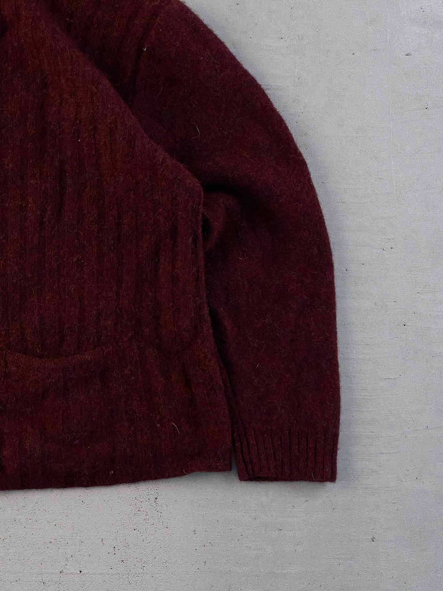 Vintage 80s Maroon Field Gear Knit Boxy Cardigan (M)