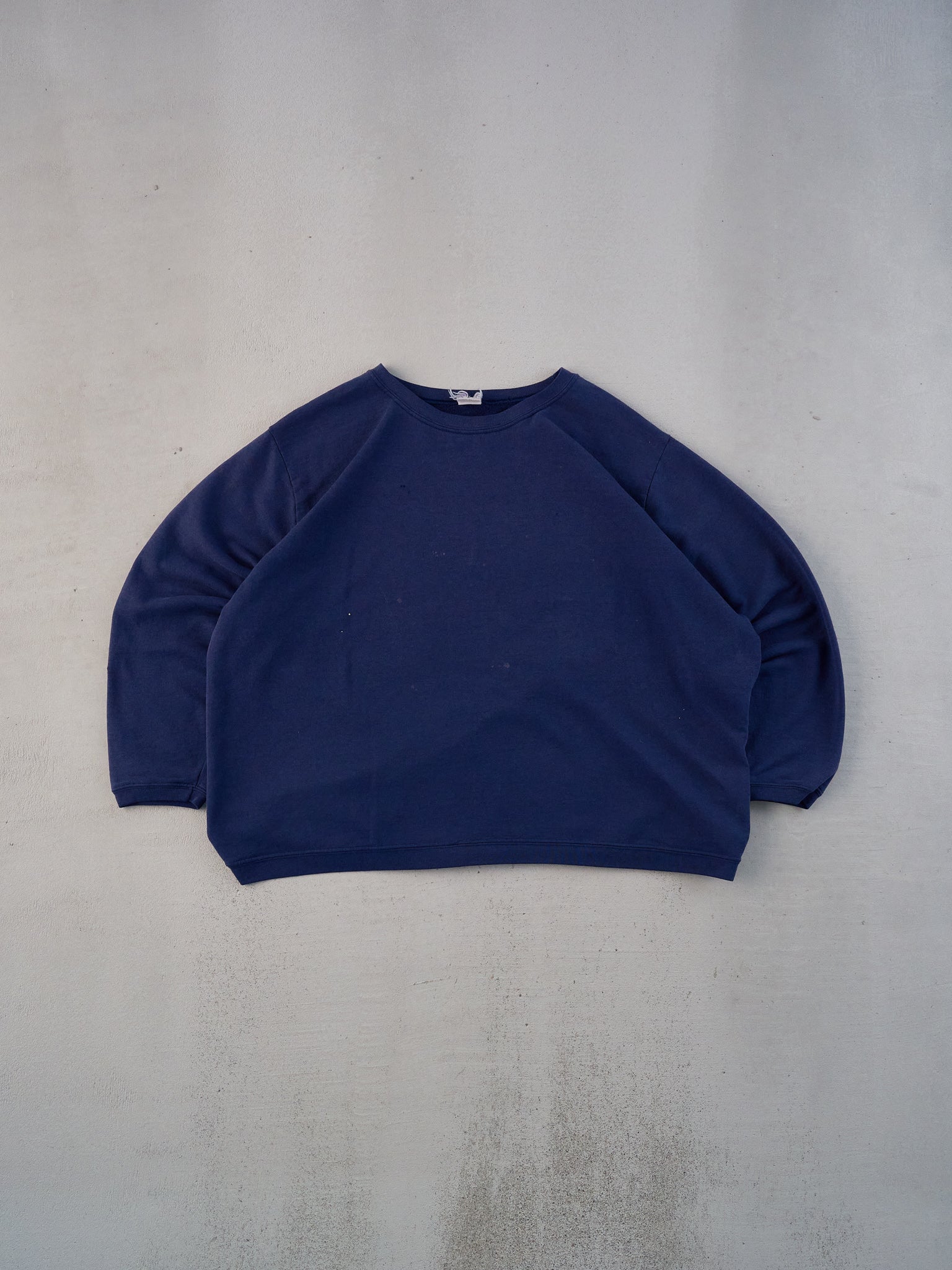 Vintage 80s Navy Blue Blank Boxy Crewneck (L)