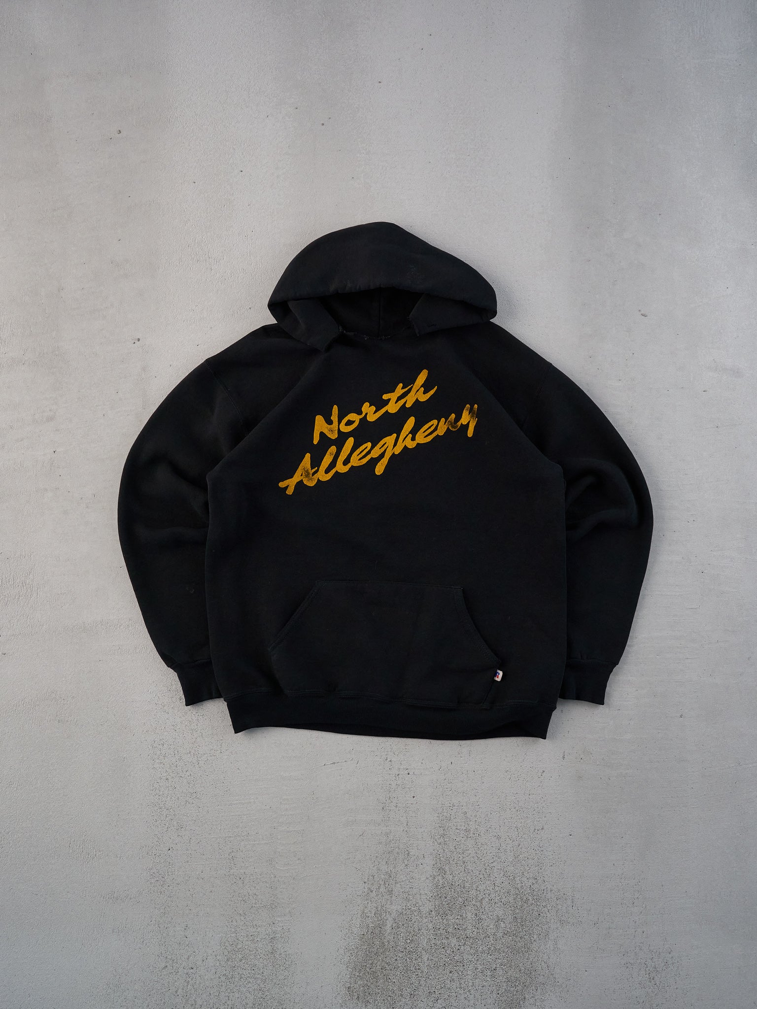 Vintage 90s Faded Black North Allegheny Russell Athletic Hoodie (M)