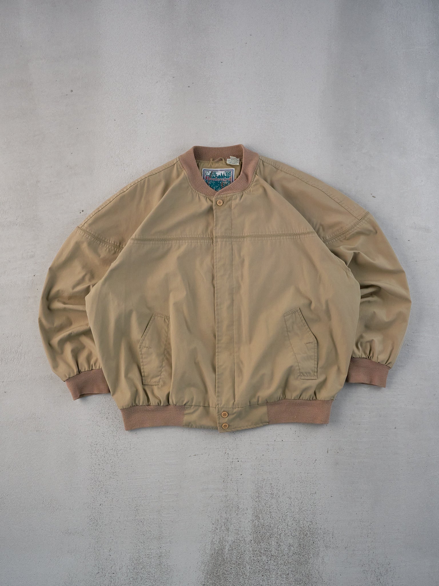 Vintage 90s Dark Beige Boulavard Light Bomber Jacket (XL)