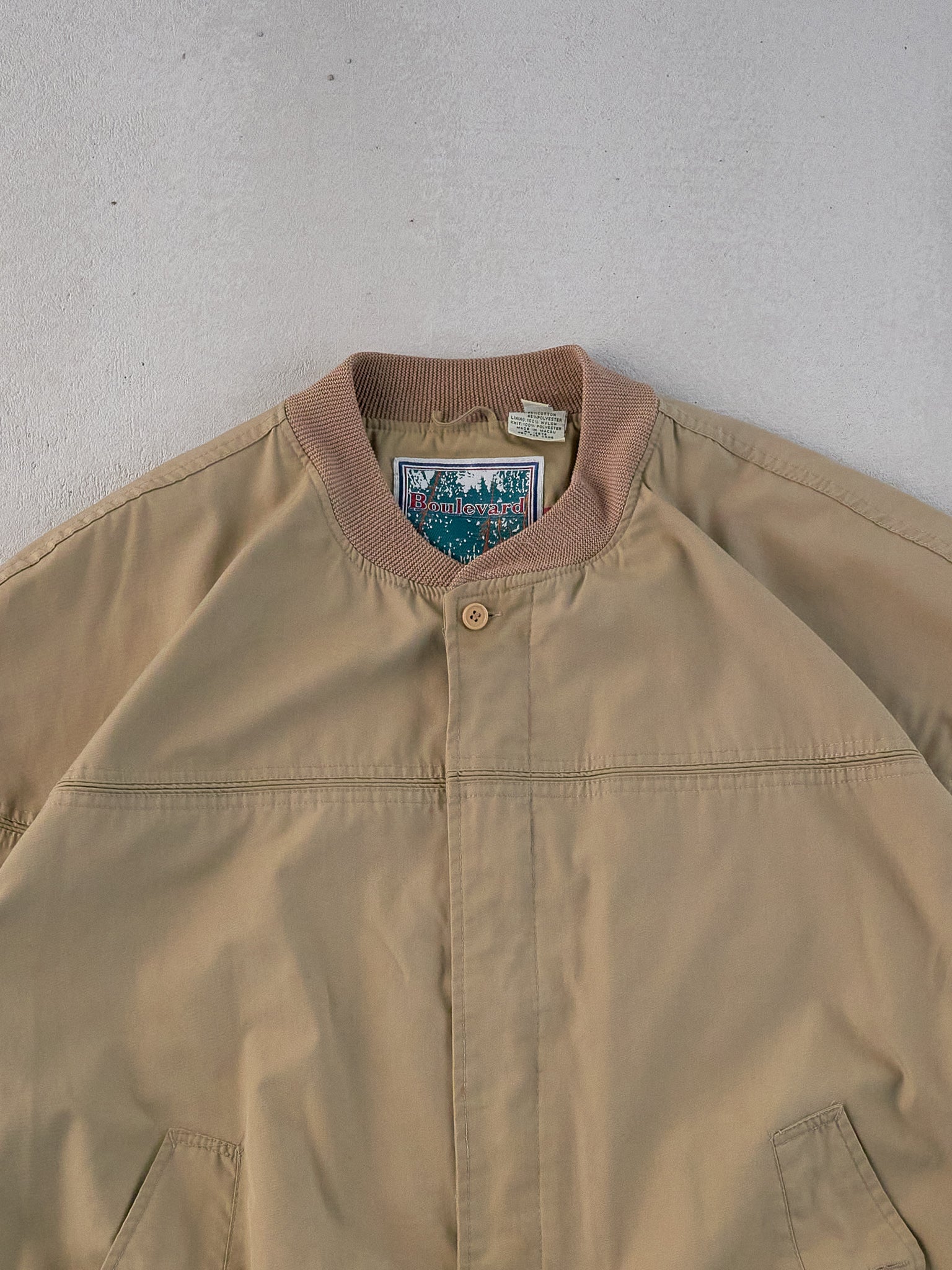 Vintage 90s Dark Beige Boulavard Light Bomber Jacket (XL)