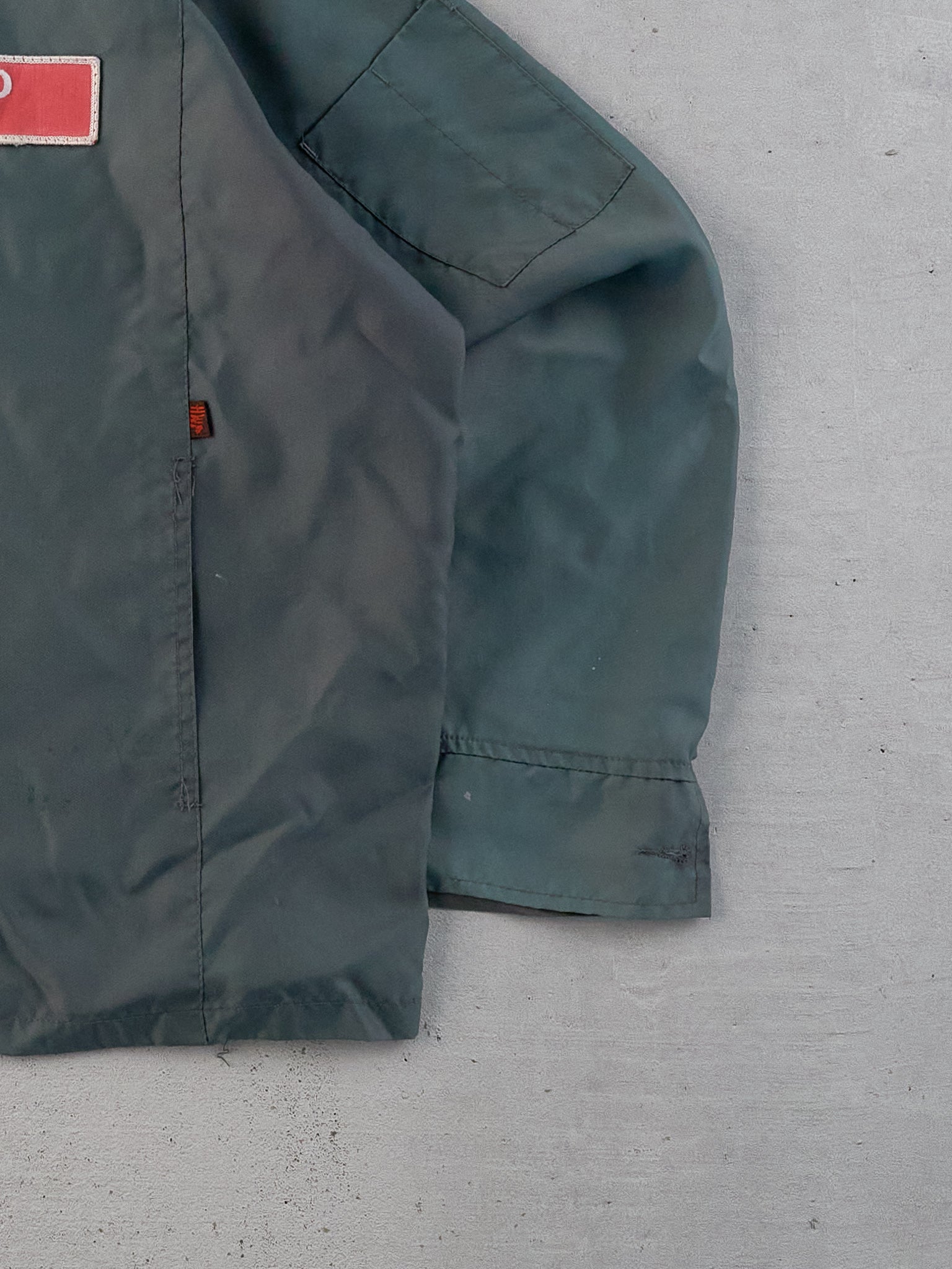 Vintage 70s Sage Green Esso Workwear Collared Zip Up (L)
