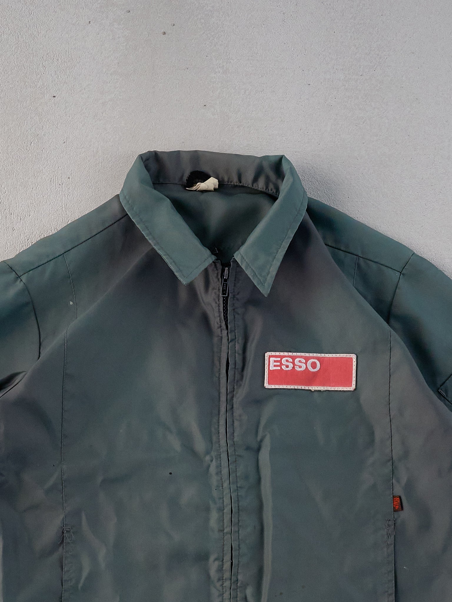 Vintage 70s Sage Green Esso Workwear Collared Zip Up (L)