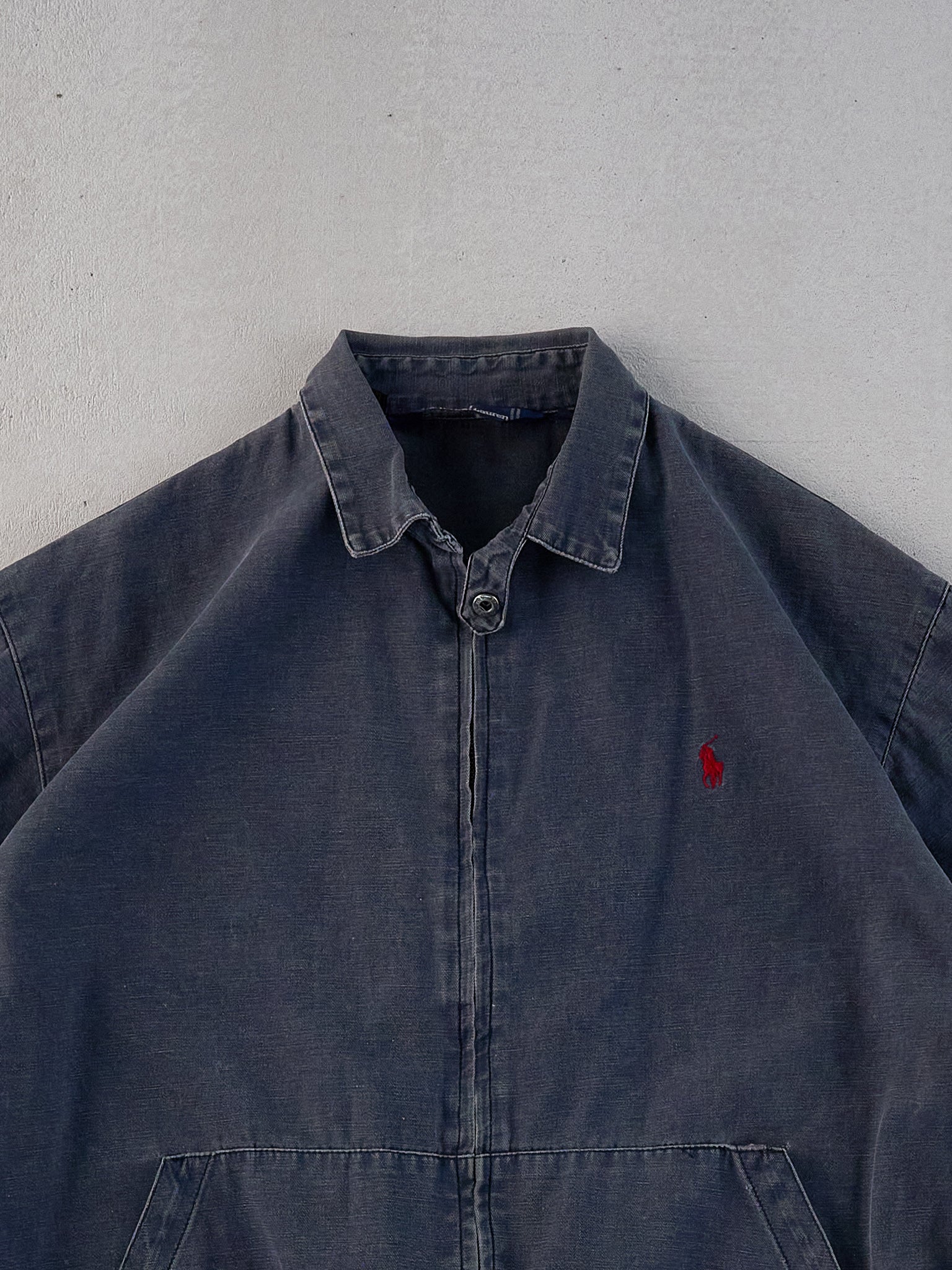 Vintage 80s Washed Grey Polo By Ralph Lauren Collared Jacket (M)