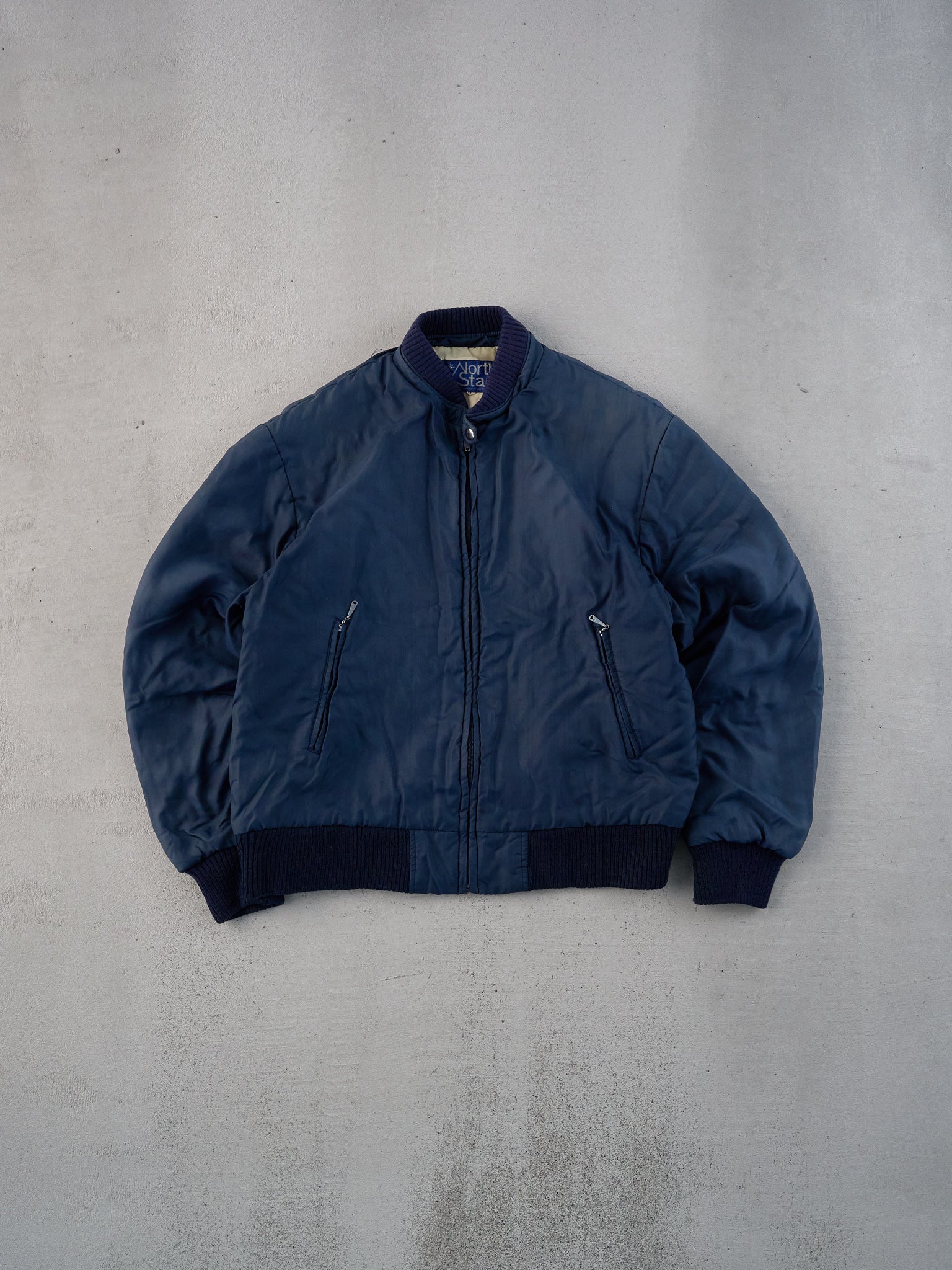 Vintage 70s Navy Blue Northstar Bomber Jacket (M)