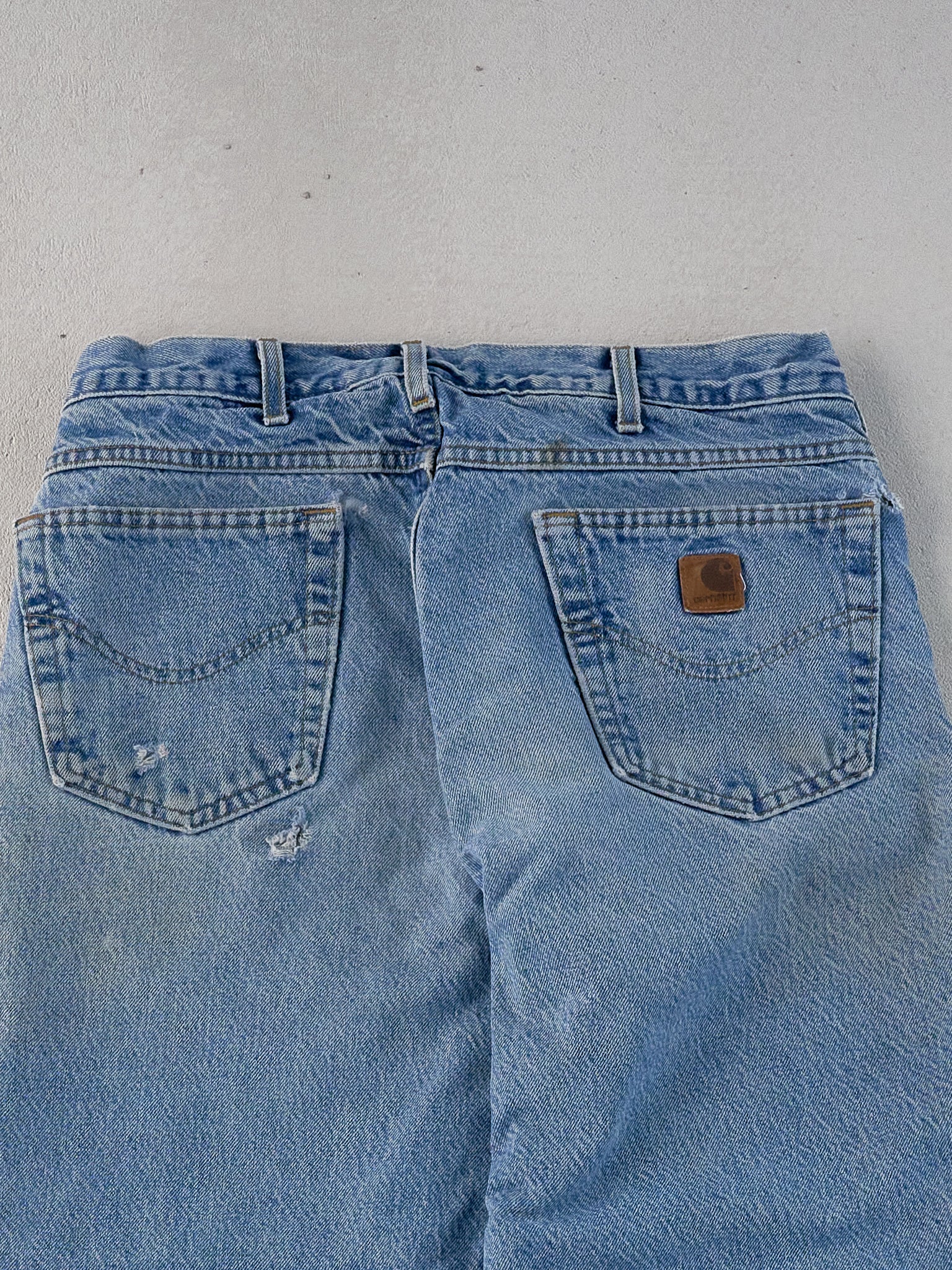 Vintage 90s Light Blue Carhartt Lined Denim Carpenter Pants (32x32)