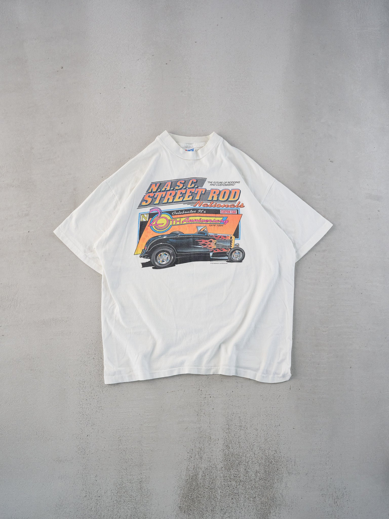 Vintage 94' White Single Stitched N.A.S.C Street Rod Nationals Car Tee (L)