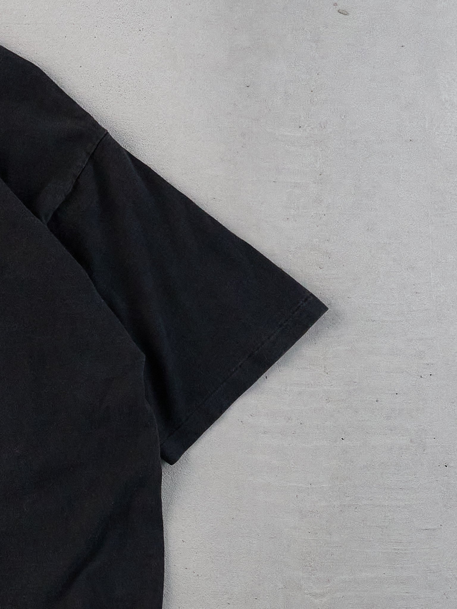 Vintage 90s Washed Black Single Stitched Eternity Embroidery Tee (M)