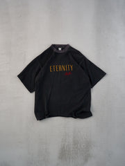 Vintage 90s Washed Black Single Stitched Eternity Embroidery Tee (M)