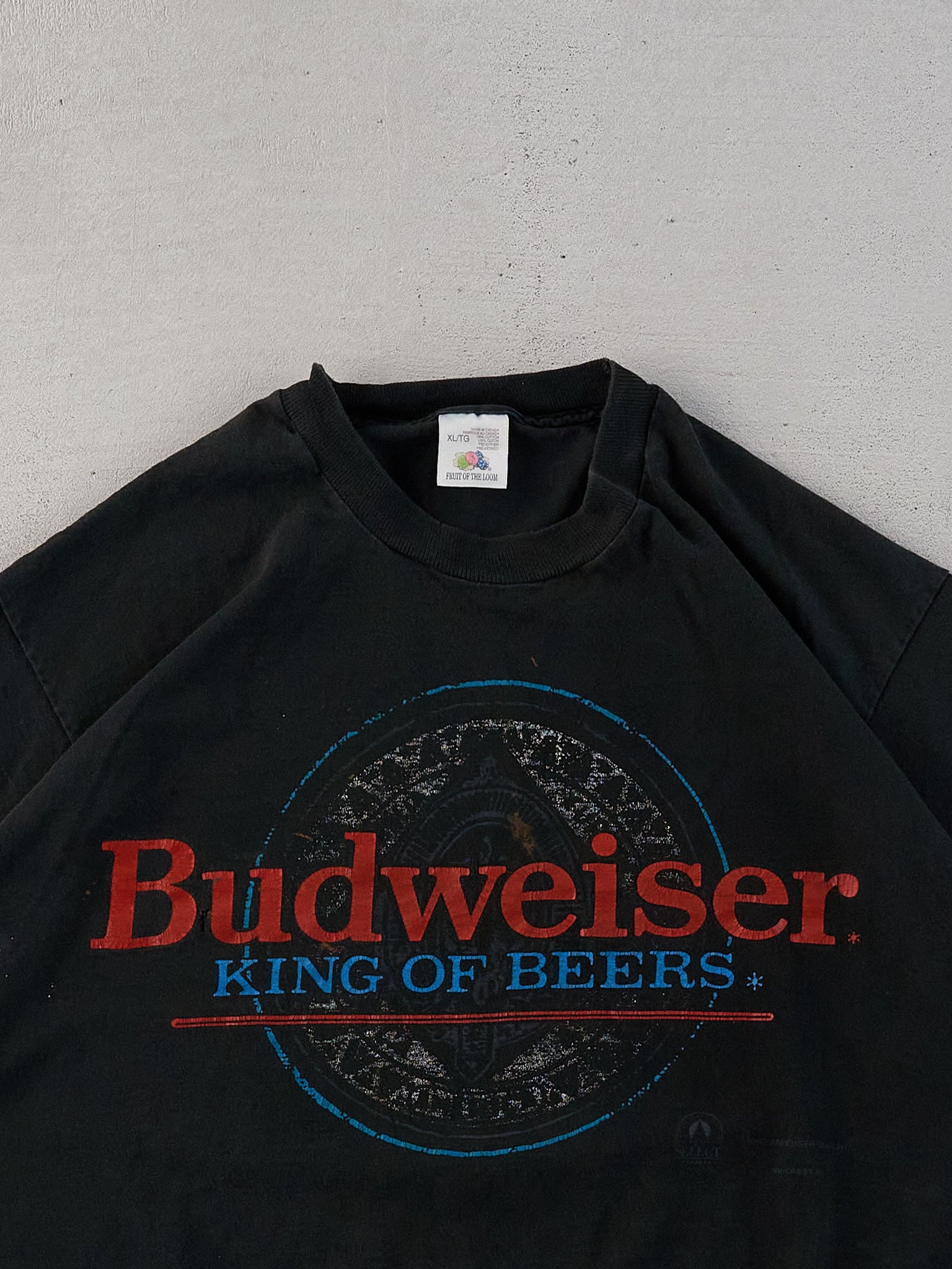 Vintage 92' Black Budweiser King Of Beer Graphic Tee (L)