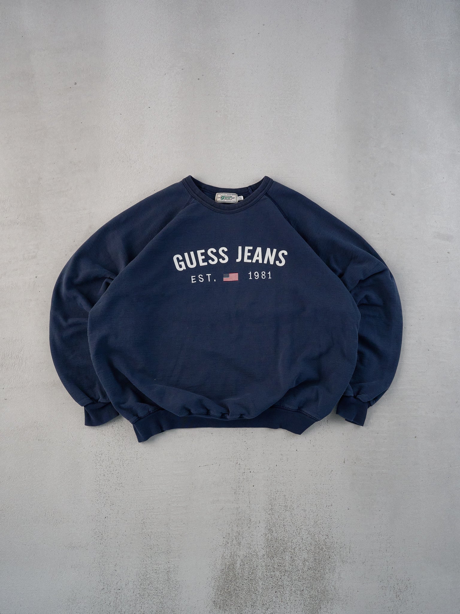 Vintage 90s Washed Blue Guess Jeans Boxy Crewneck (L/XL)