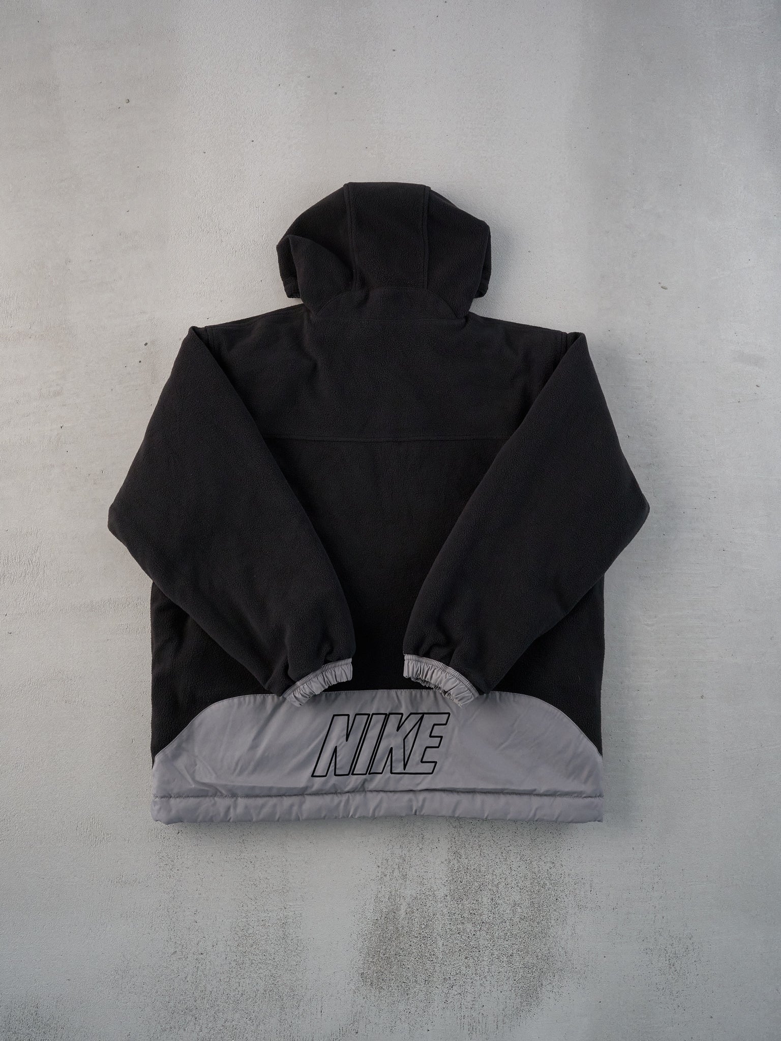 Vintage Y2K Grey and Black Nike Hooded Reversible Puffer Jacket (L)