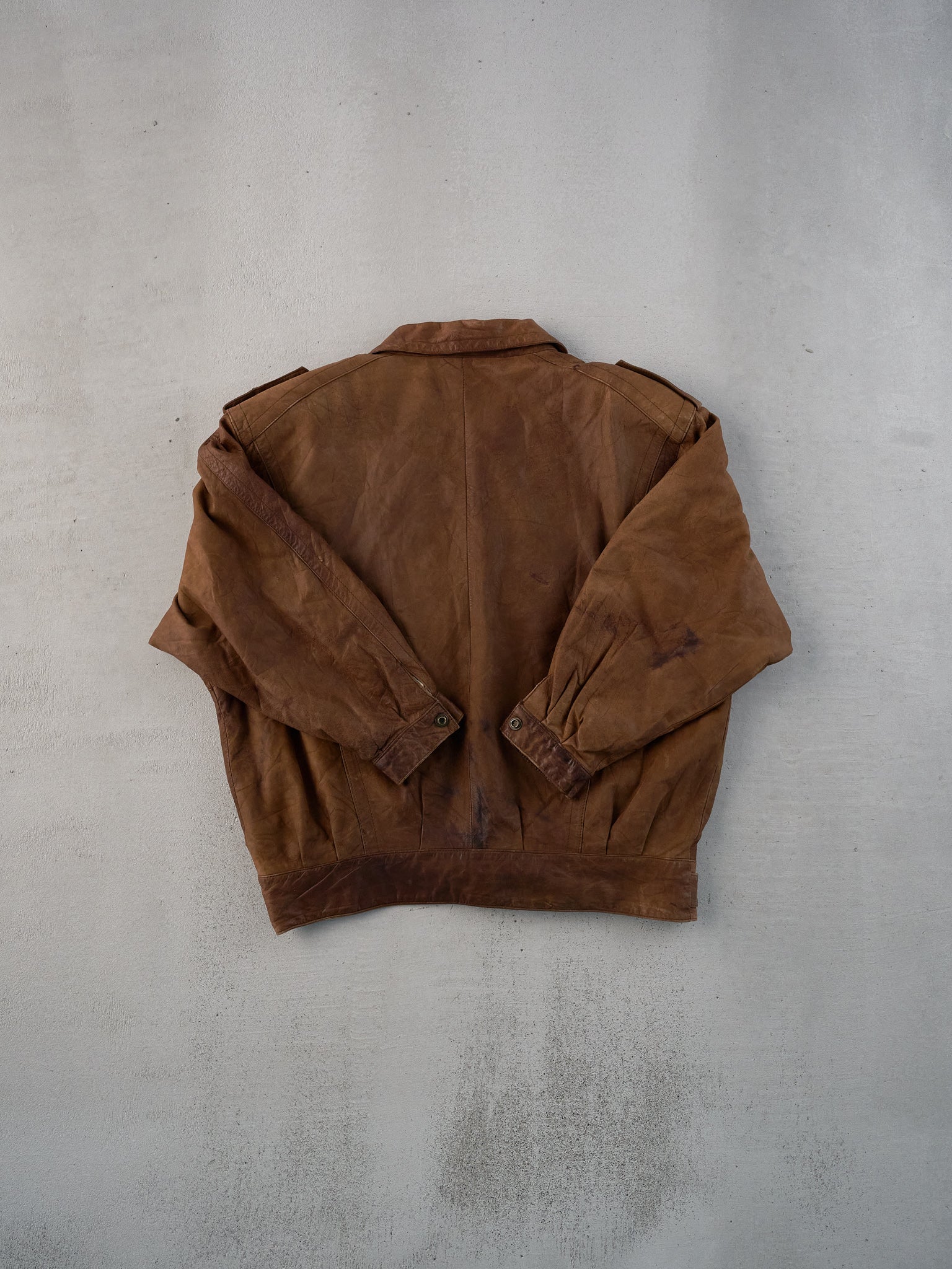 Vintage 90s Brown Adventure Bound Leather Collared Button Up (L)