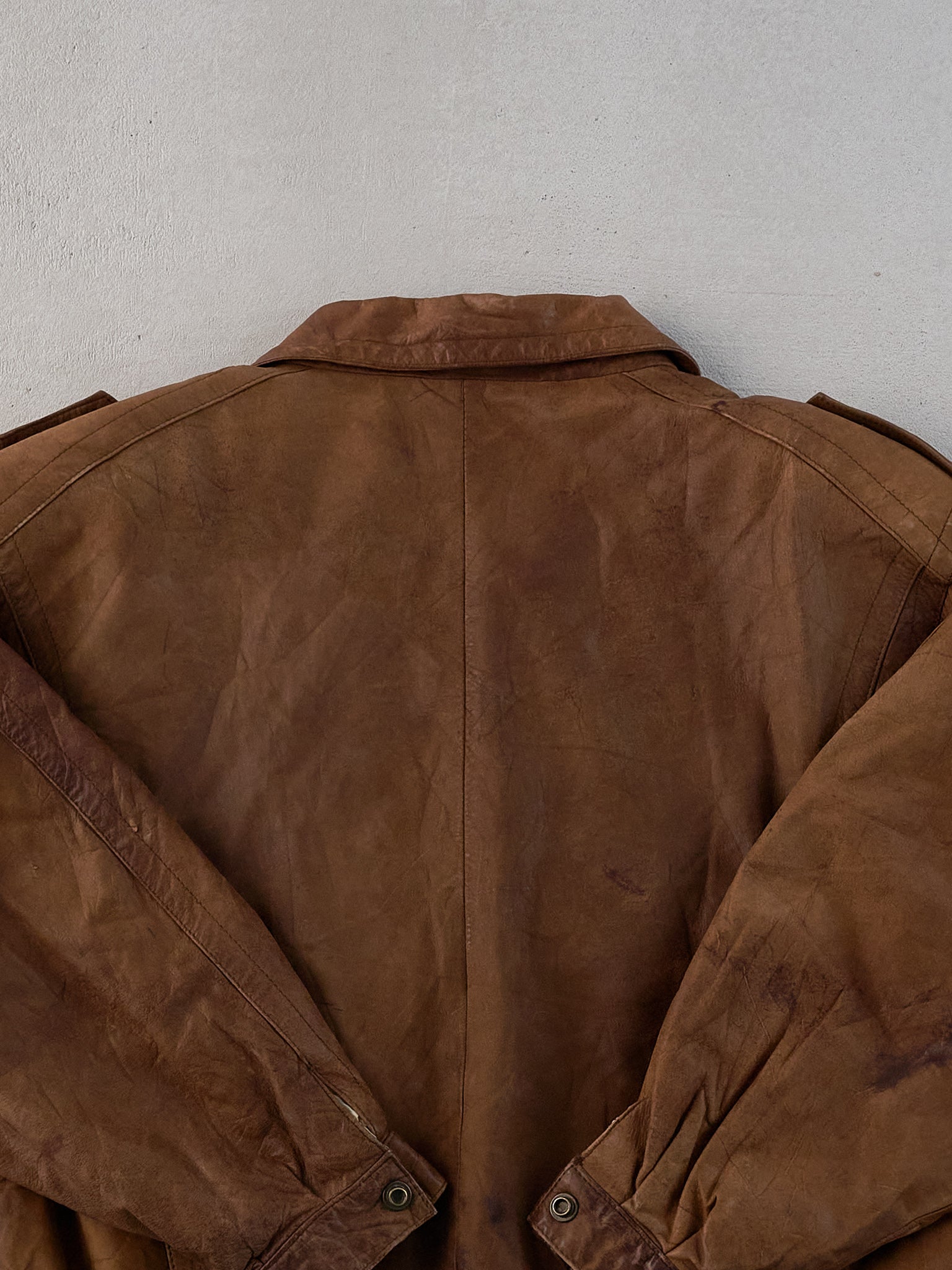 Vintage 90s Brown Adventure Bound Leather Collared Button Up (L)