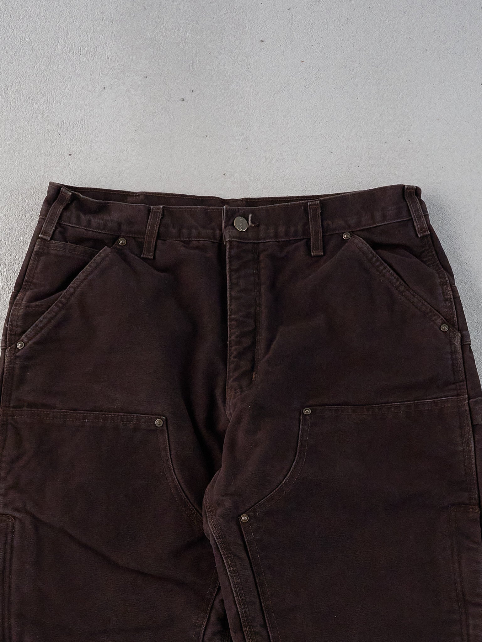Vintage 90s Dark Brown Carhartt Double Knee Blanked Lined Carpenter Pants (32x31)