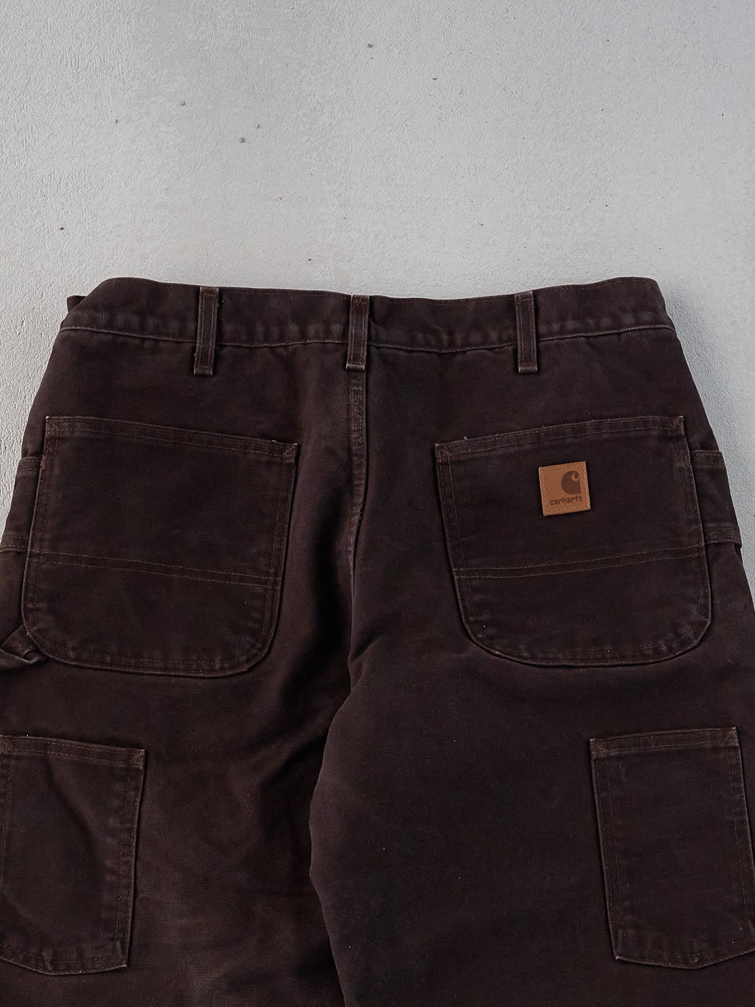 Vintage 90s Dark Brown Carhartt Double Knee Blanked Lined Carpenter Pants (32x31)