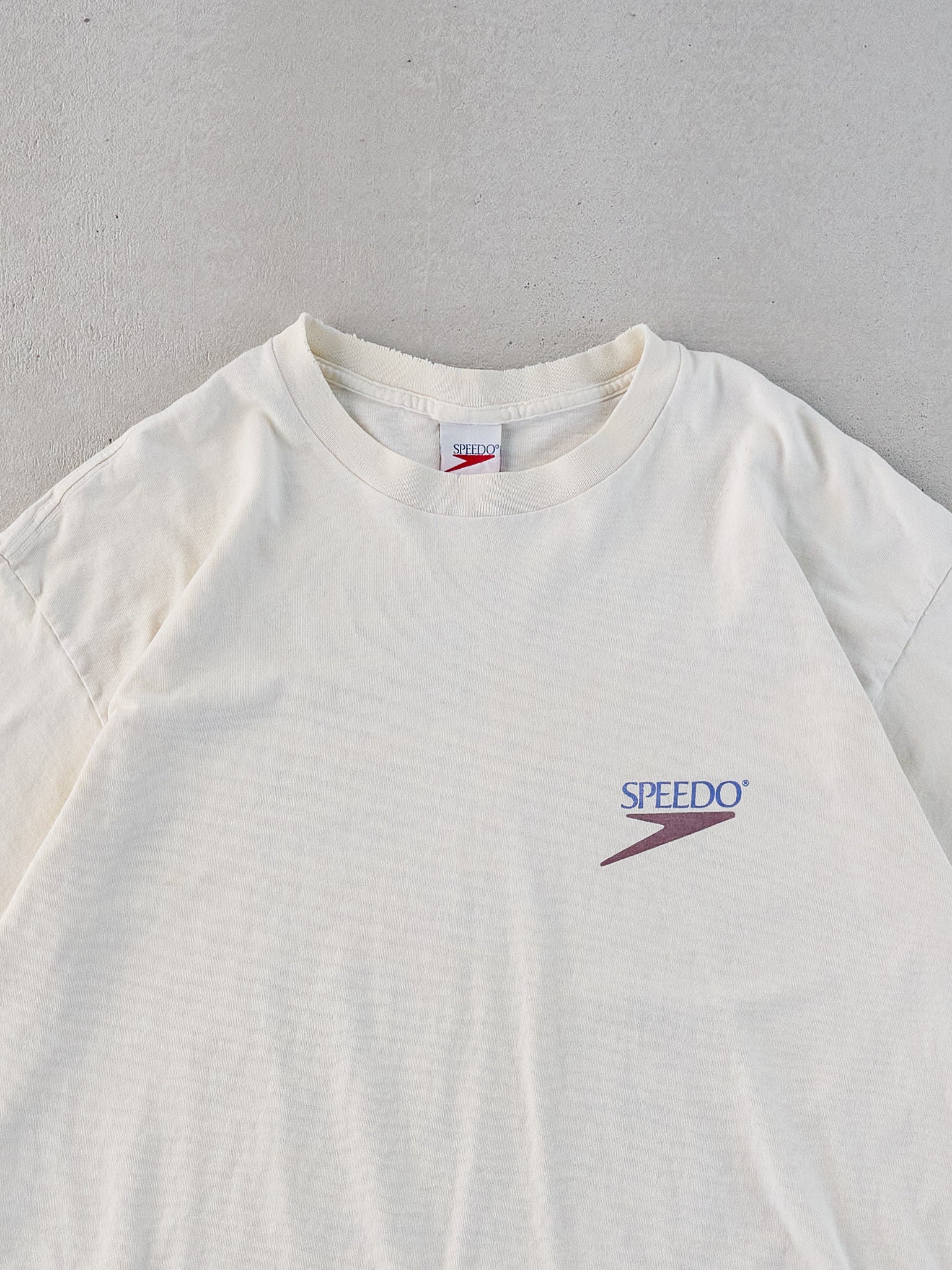 Vintage 95' White Speedo "Power" Sports Graphic Tee (M)