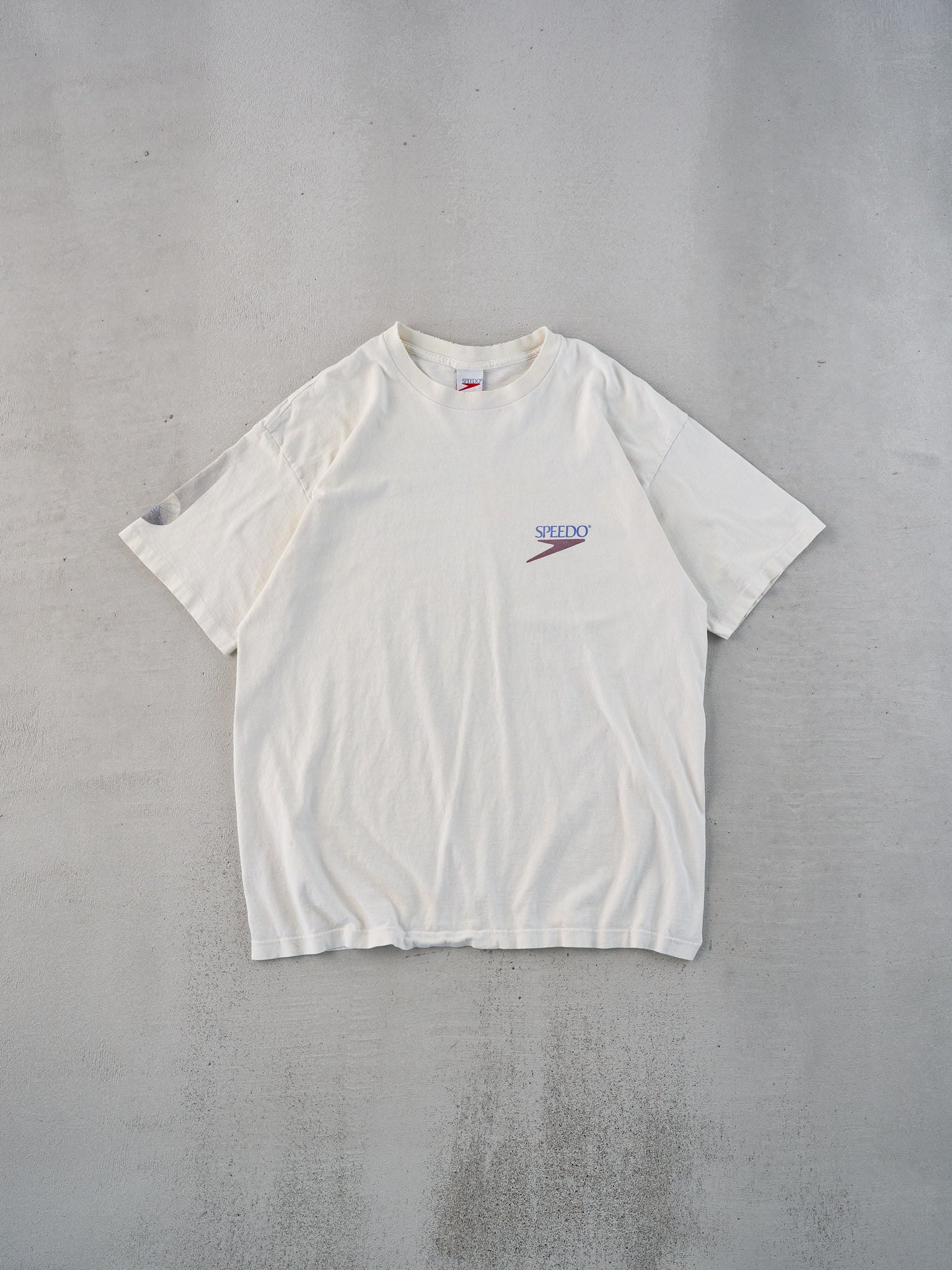 Vintage 95' White Speedo "Power" Sports Graphic Tee (M)