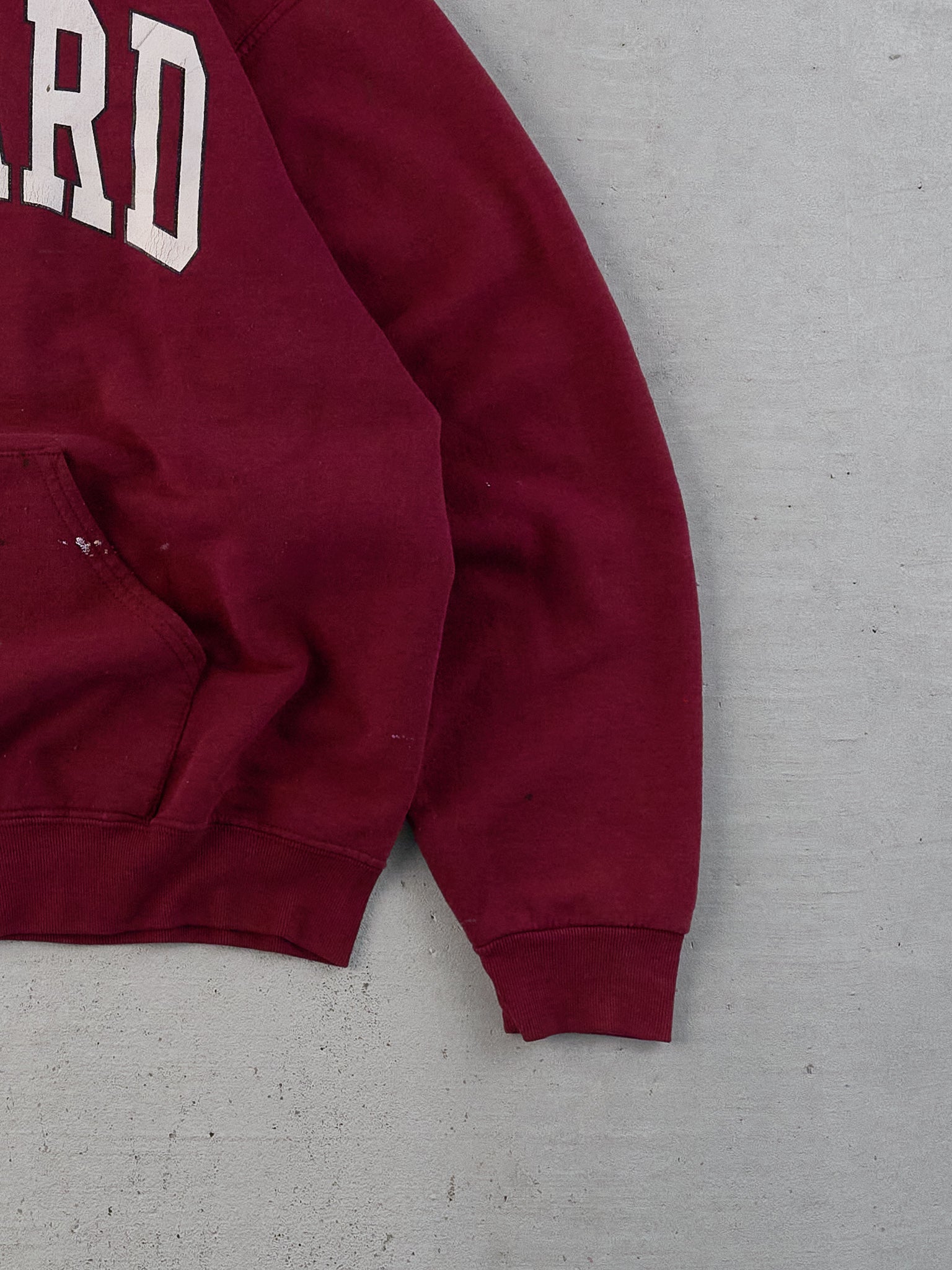 Vintage Y2k Maroon Red Harvard Paint Stained Hoodie (L)