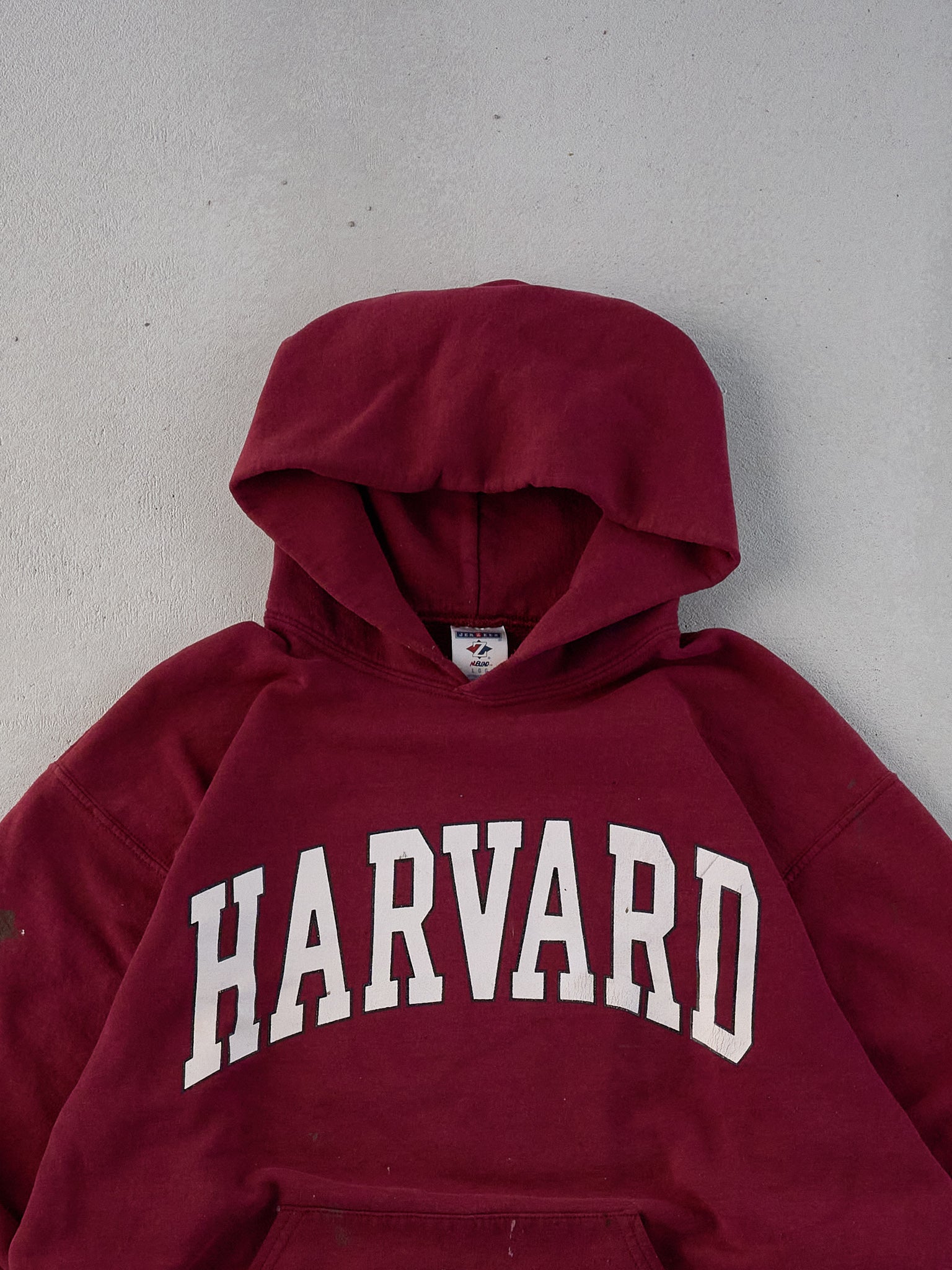 Vintage Y2k Maroon Red Harvard Paint Stained Hoodie (L)
