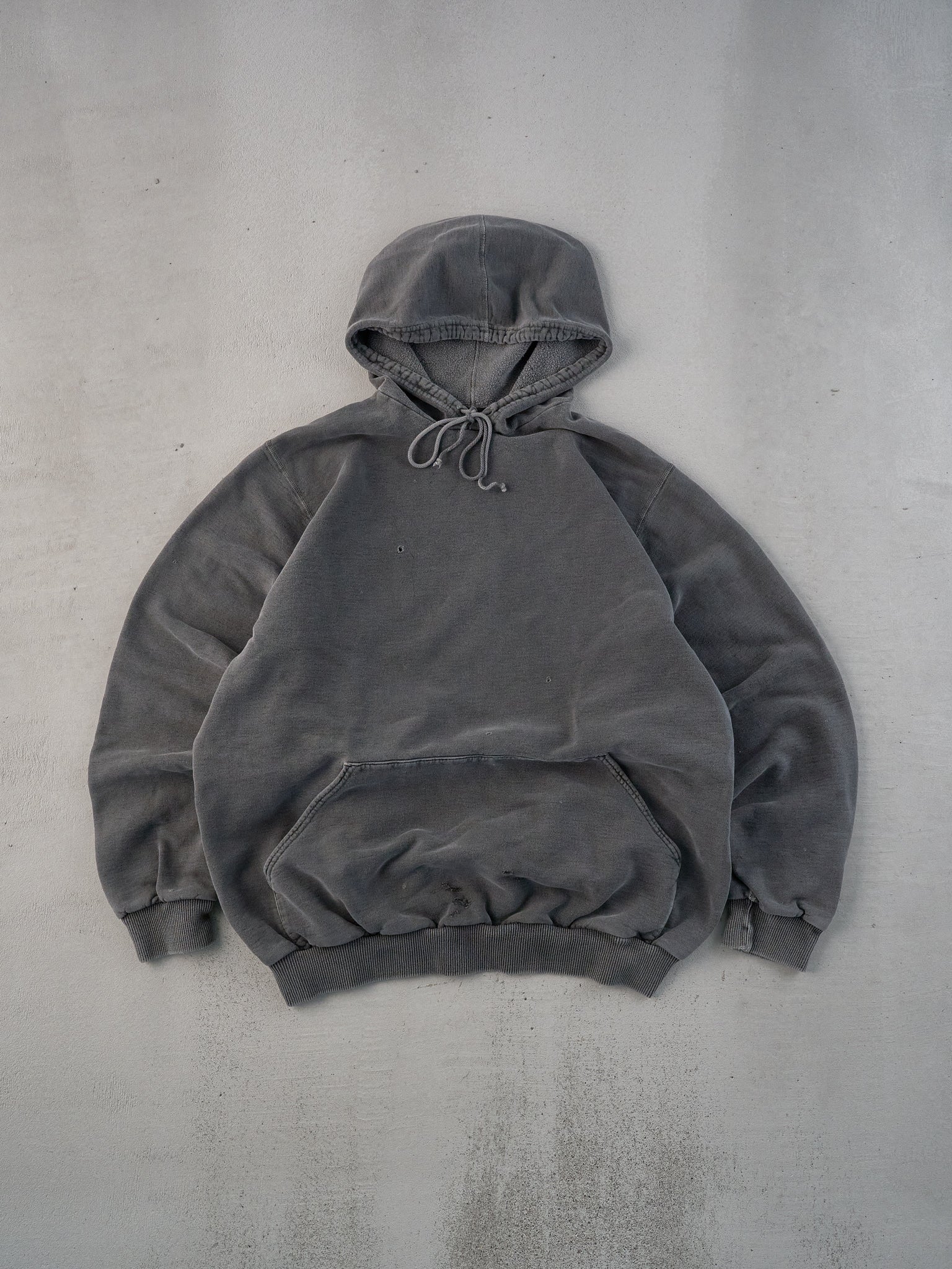 Vintage 90s Washed Black Wind-river Blank Hoodie (XL)