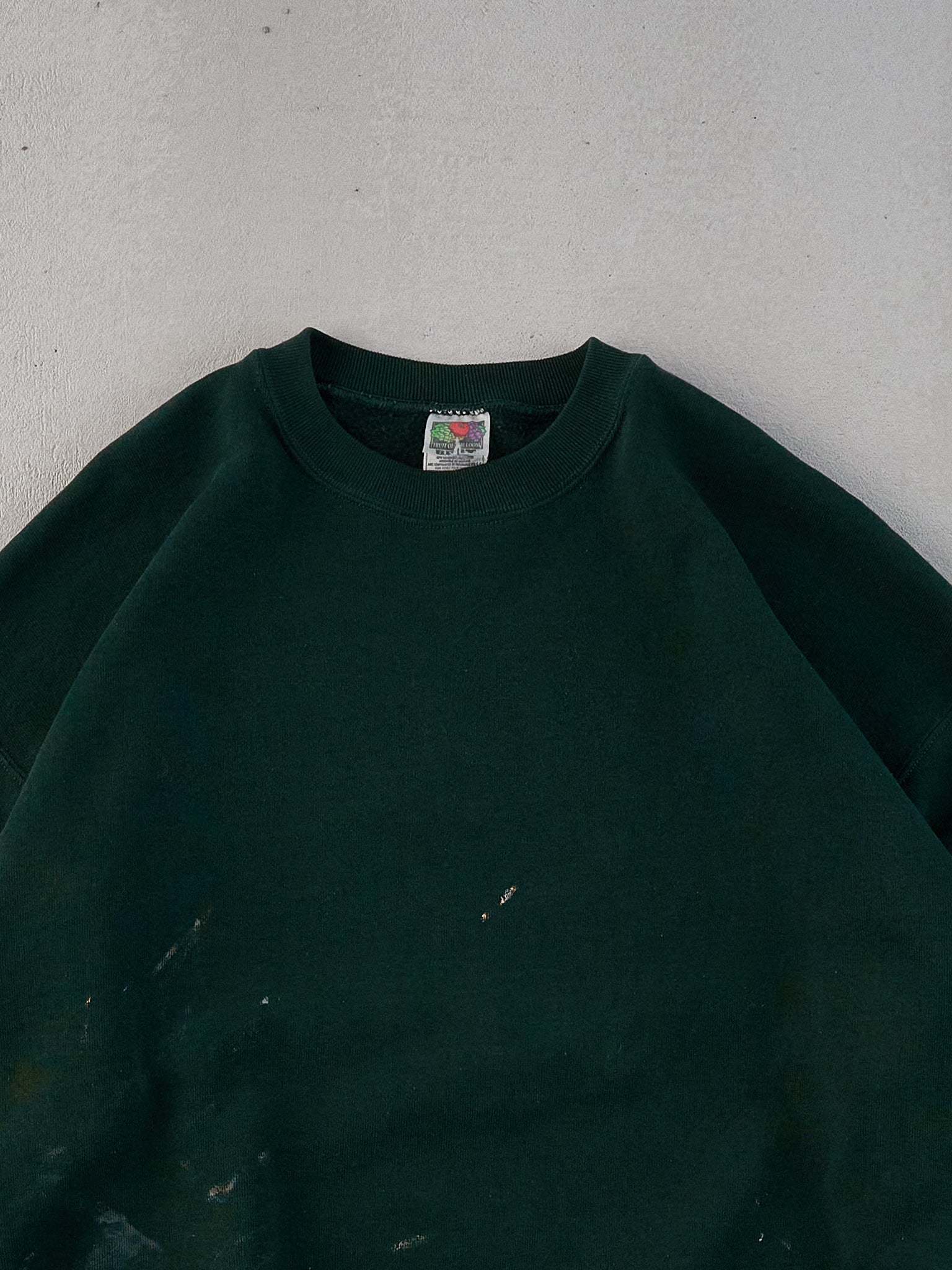 Vintage 90s Pine Green Fruit Of The Loom Blank Crewneck (L)