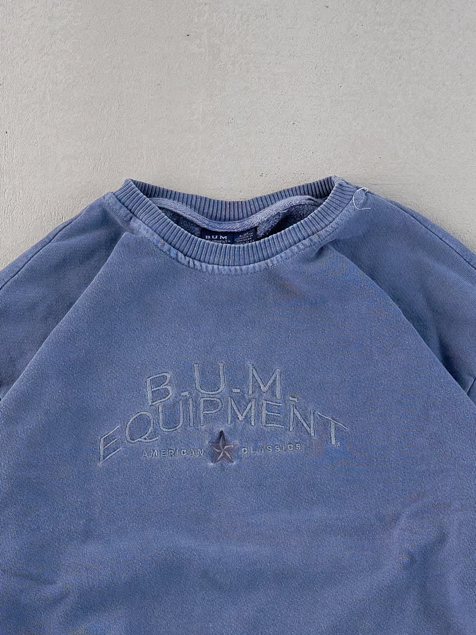 Vintage 90s Washed Blue Bum Equipment Crewneck (M)