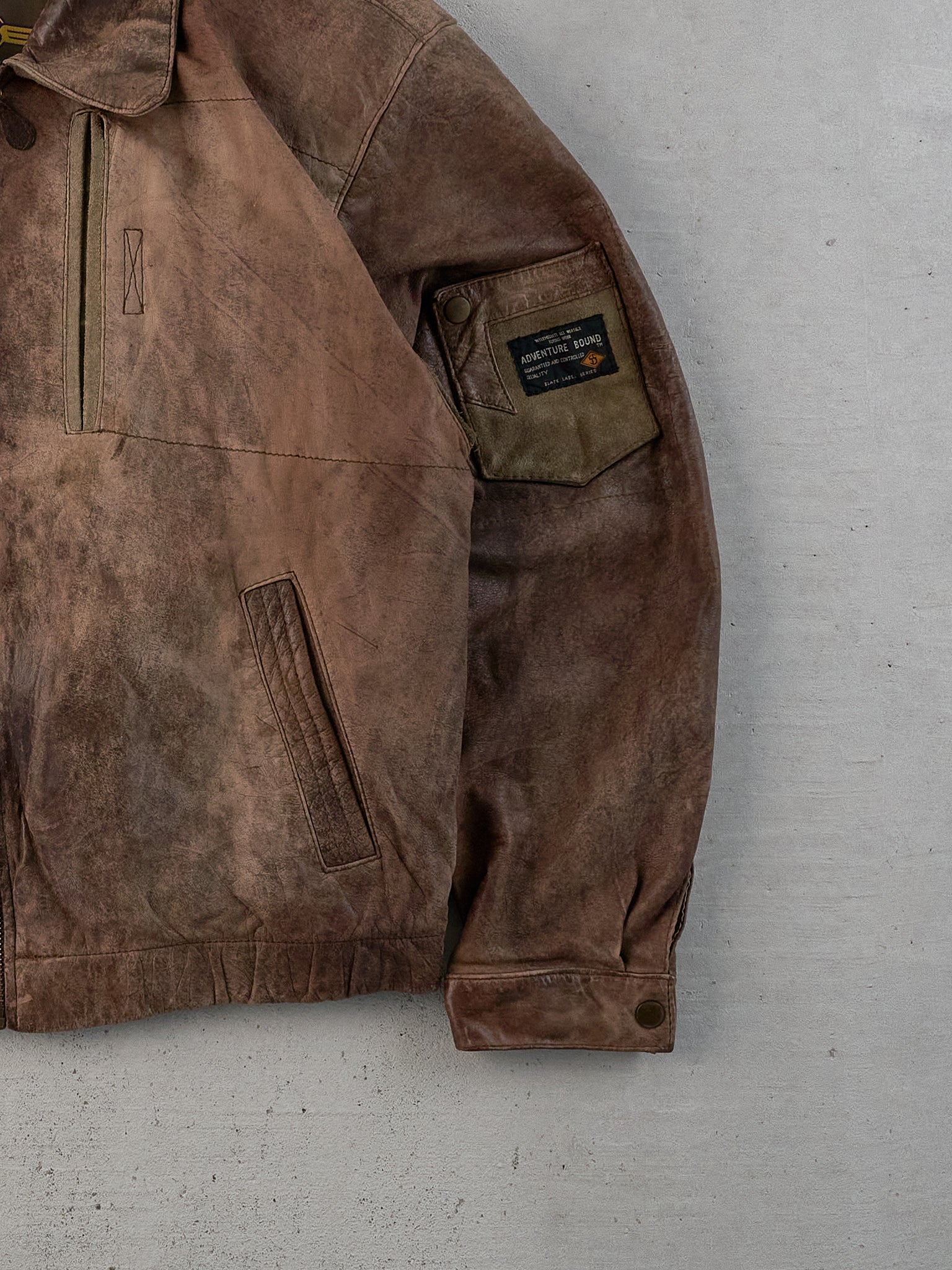 Vintage 80s Brown Adventure Bound Collared Leather Jacket (L)