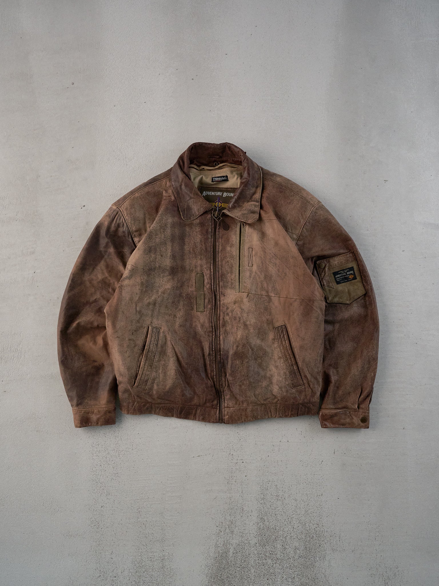 Vintage 80s Brown Adventure Bound Collared Leather Jacket (L)