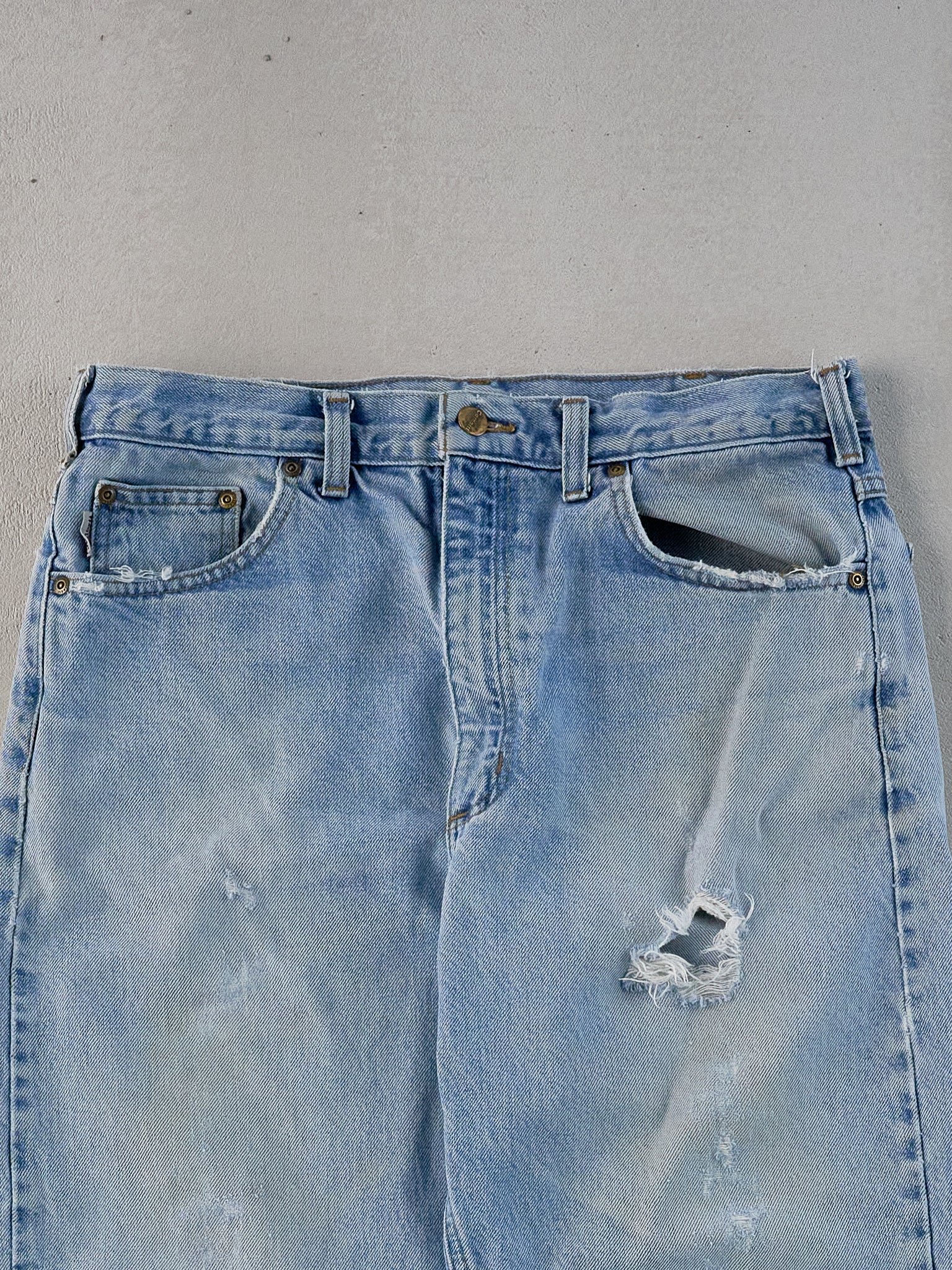 Vintage 90s Washed Blue Carhartt Workwear Denim Jeans (34x32)
