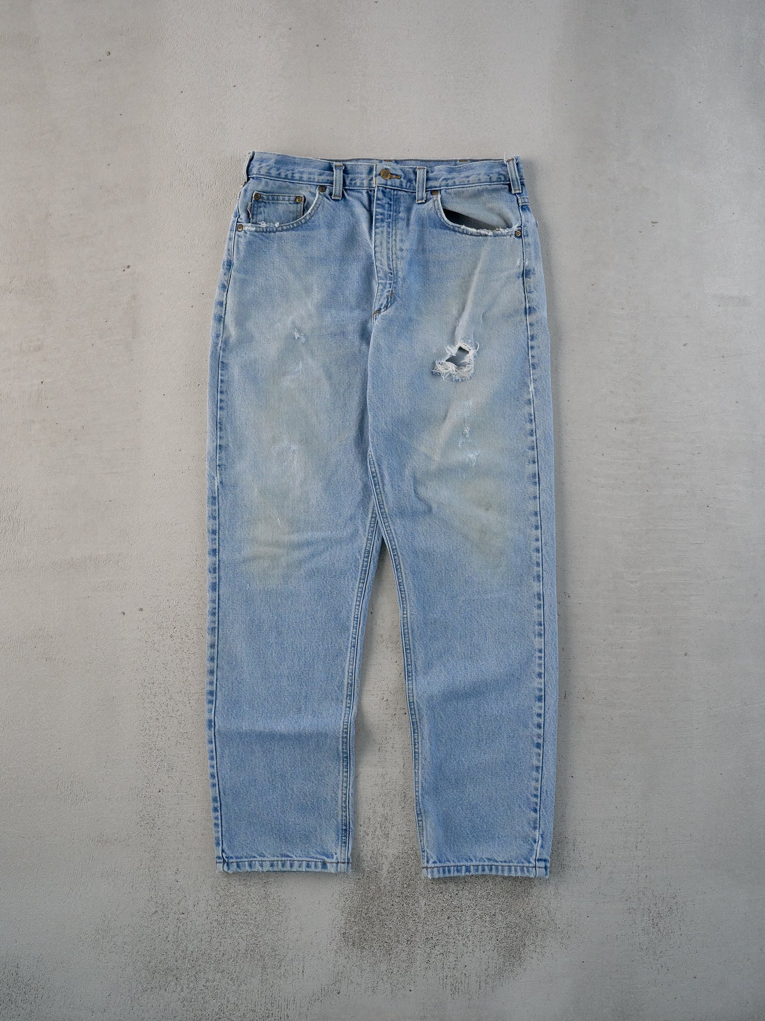 Vintage 90s Washed Blue Carhartt Workwear Denim Jeans (34x32)