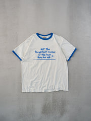 Vintage 90s White and Blue "Not The Brightest Crayon In The Box Now, Are We" Ringer Tee (L)