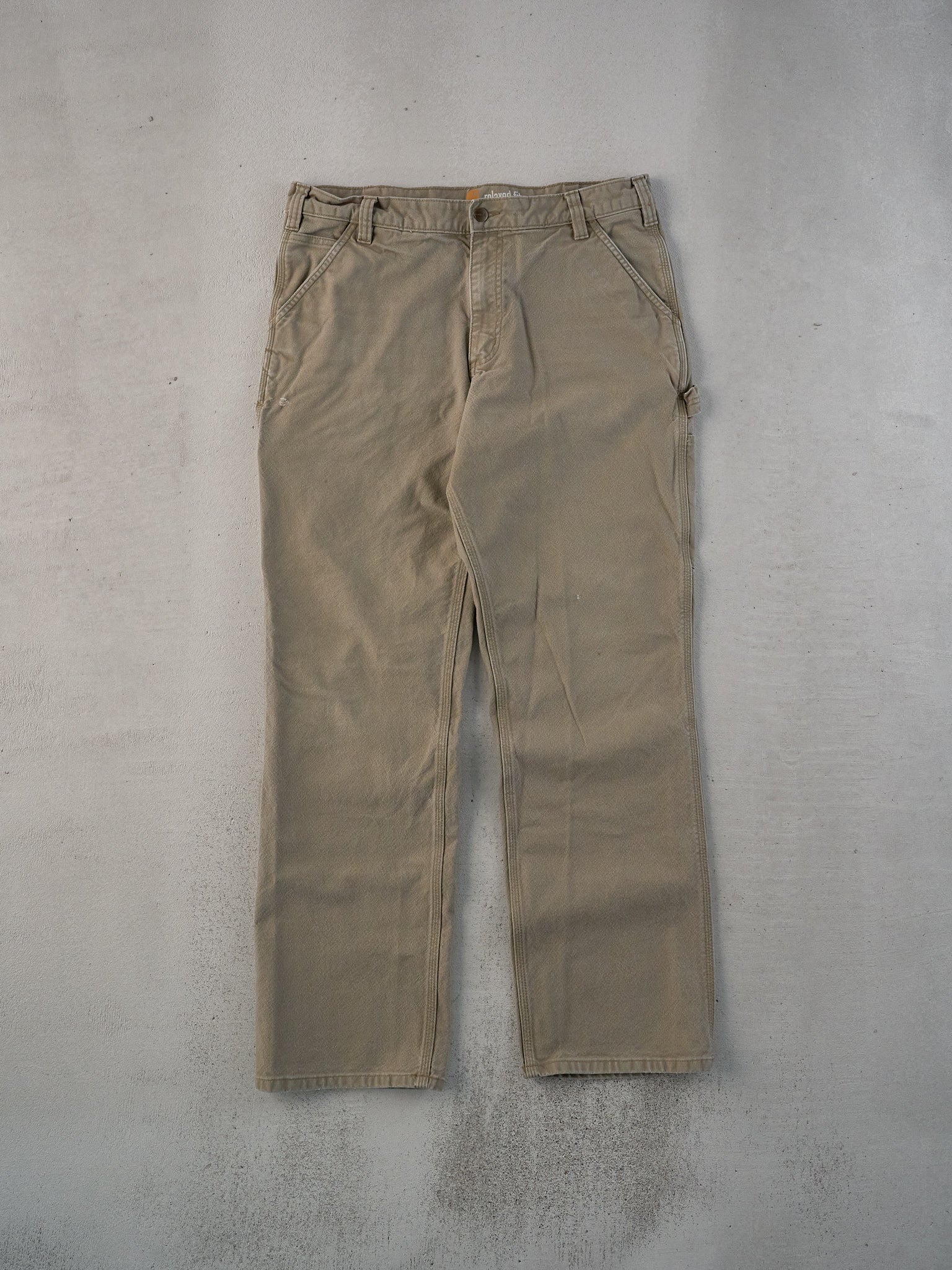Vintage Y2k Khaki Carhartt Workwear Carpenter Pants (36x32)