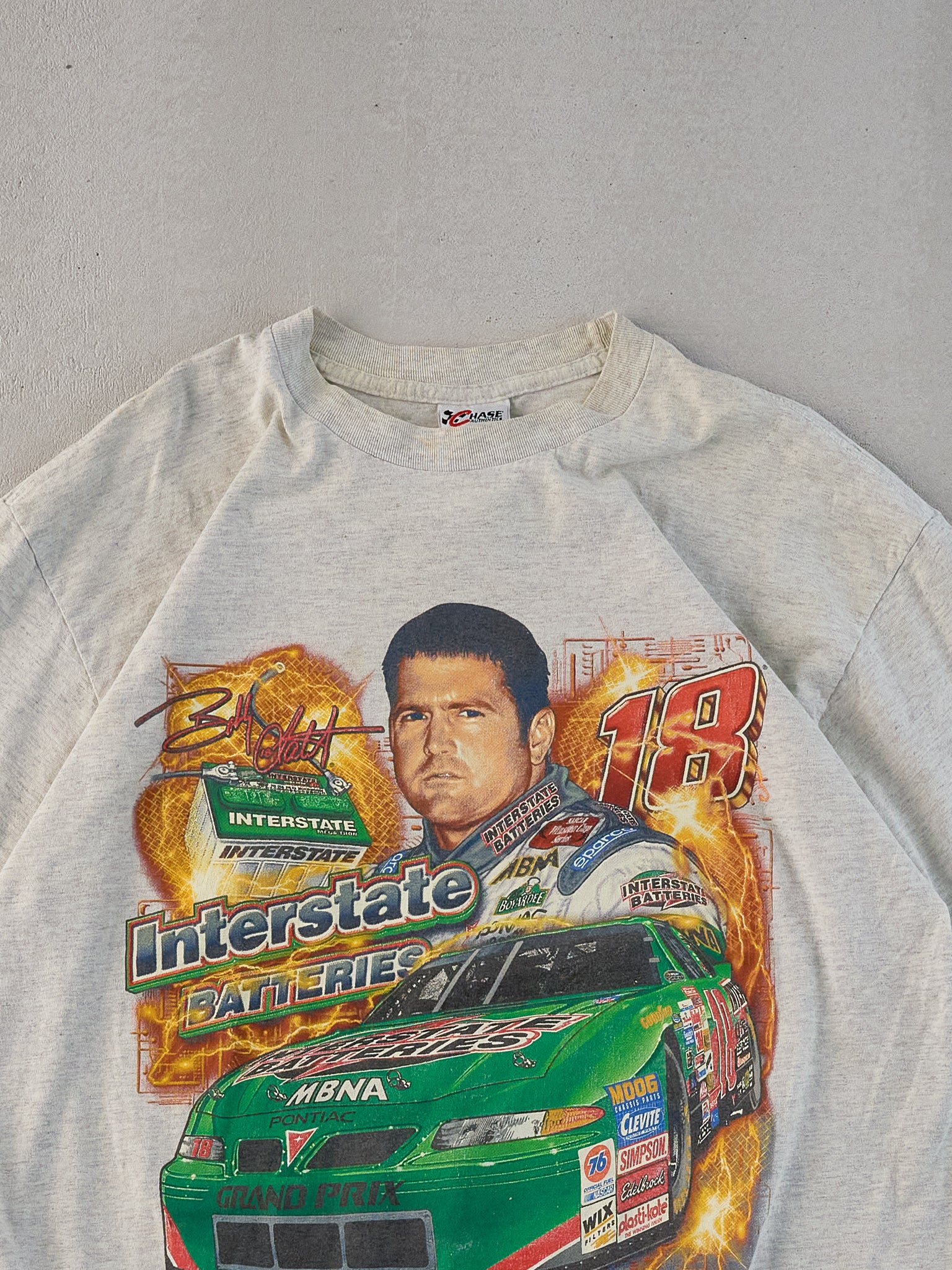 Vintage 00' Grey Interstate Battery Nascar Racing #18 Graphic Tee (L)