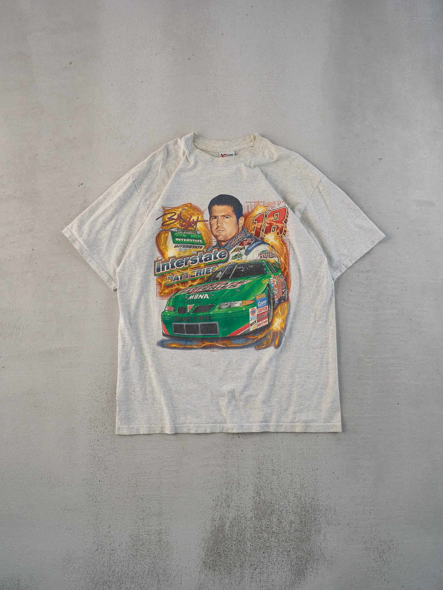 Vintage 00' Grey Interstate Battery Nascar Racing #18 Graphic Tee (L)
