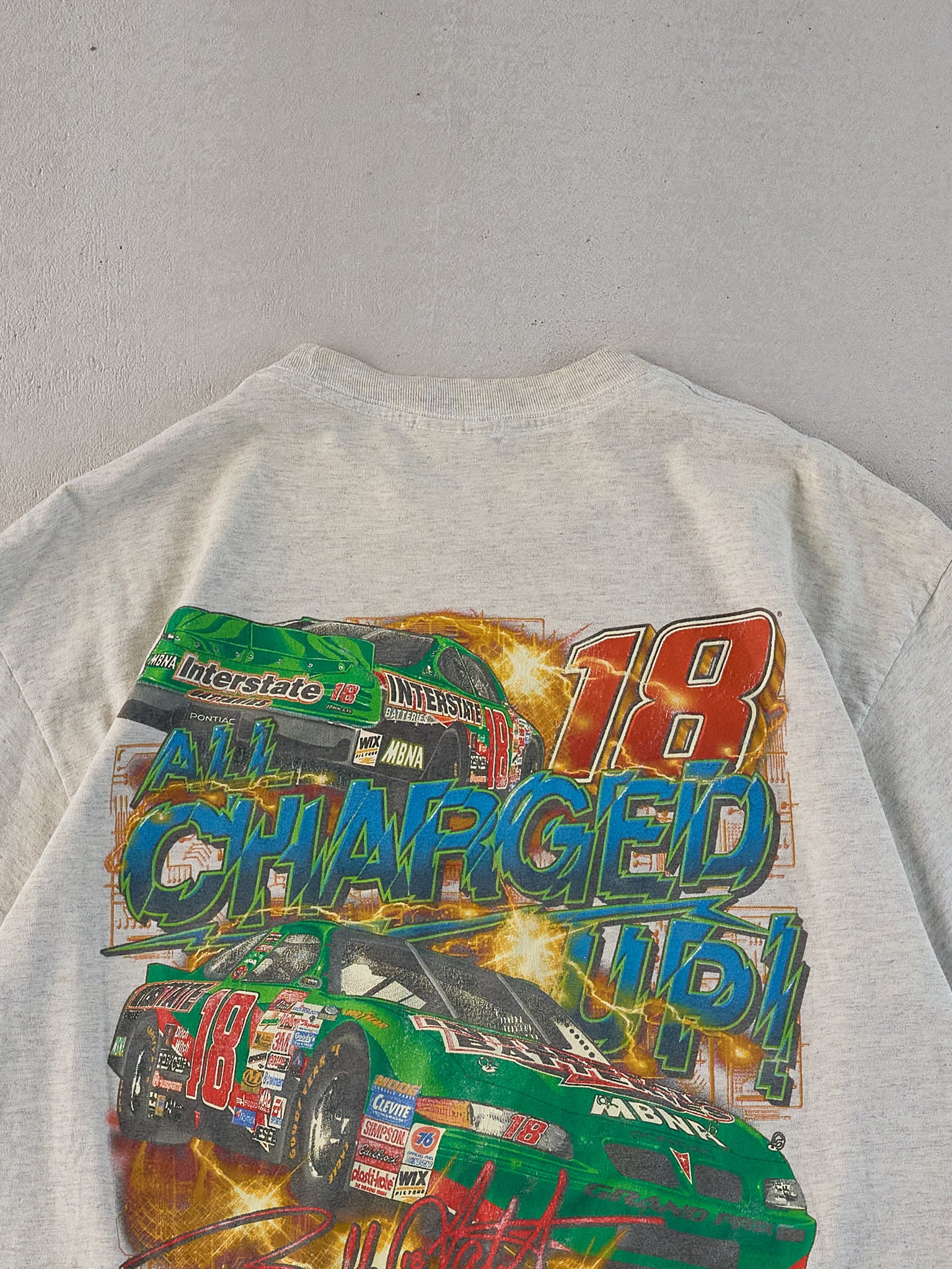Vintage 00' Grey Interstate Battery Nascar Racing #18 Graphic Tee (L)