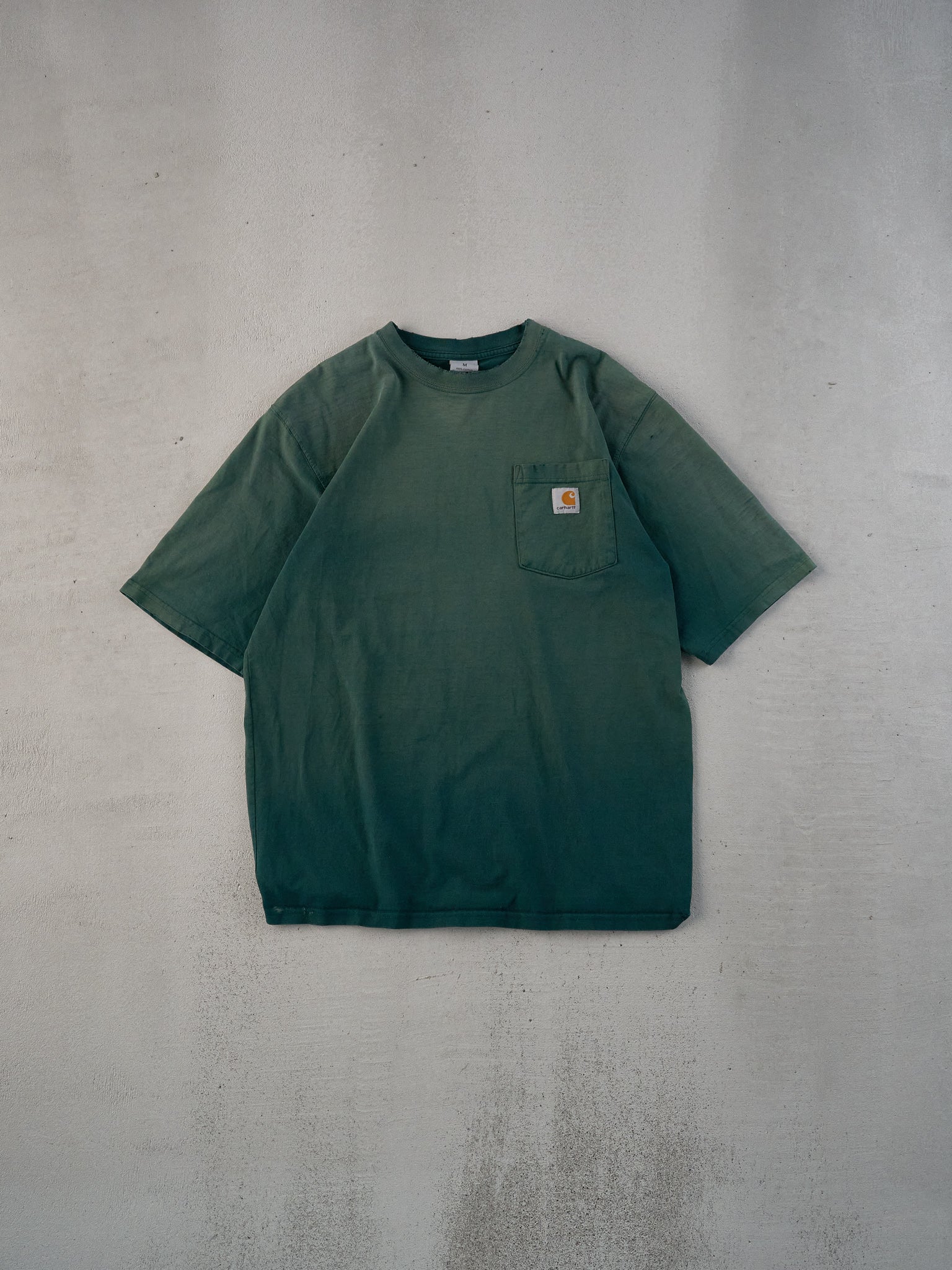 Vintage 90s Washed Green Carhartt Workwear Blank Pocket Tee (M)