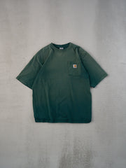 Vintage 90s Washed Green Carhartt Workwear Blank Pocket Tee (M)