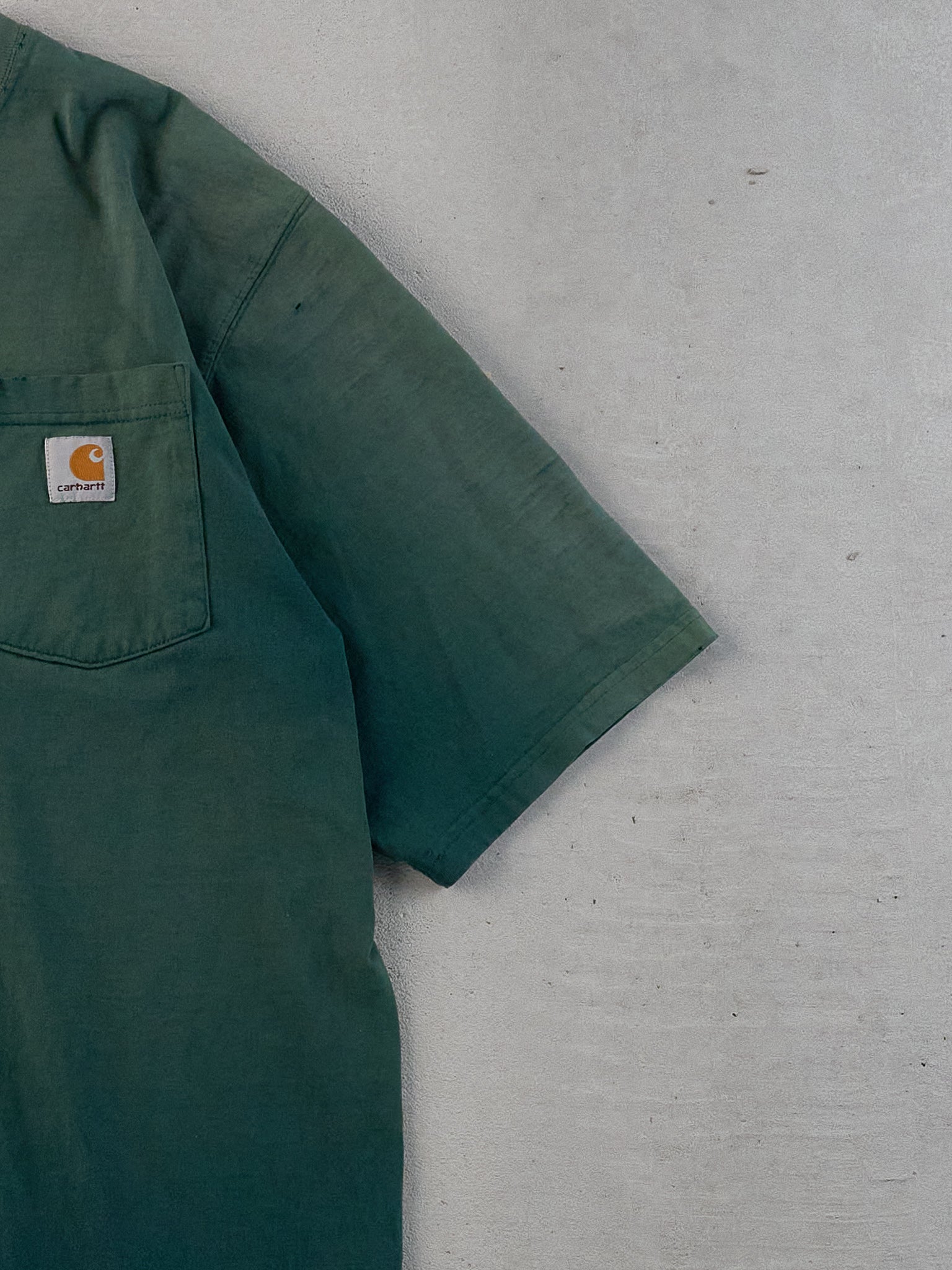 Vintage 90s Washed Green Carhartt Workwear Blank Pocket Tee (M)
