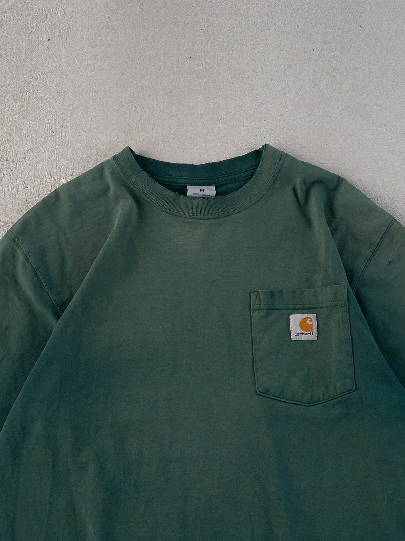 Vintage 90s Washed Green Carhartt Workwear Blank Pocket Tee (M)