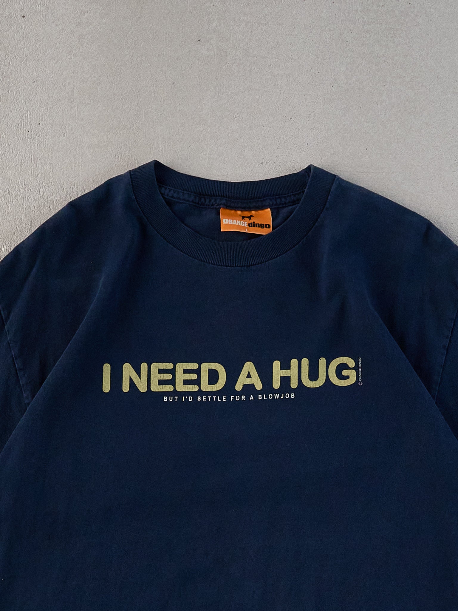 Vintage Y2k Black "I need a hug but I'll settle for a bl*wjob" Tee (L)