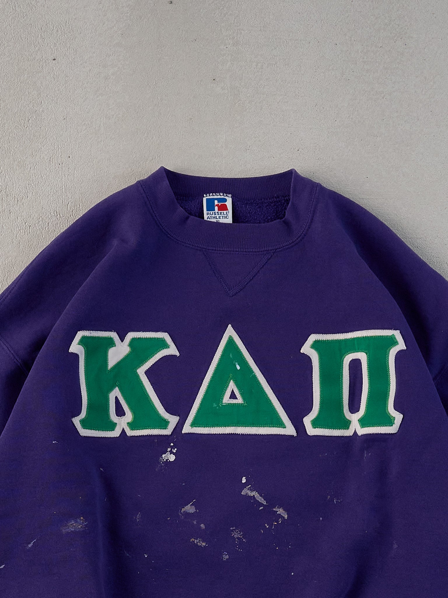 Vintage 90s Purple and Green KAN Paint Crewneck (L)