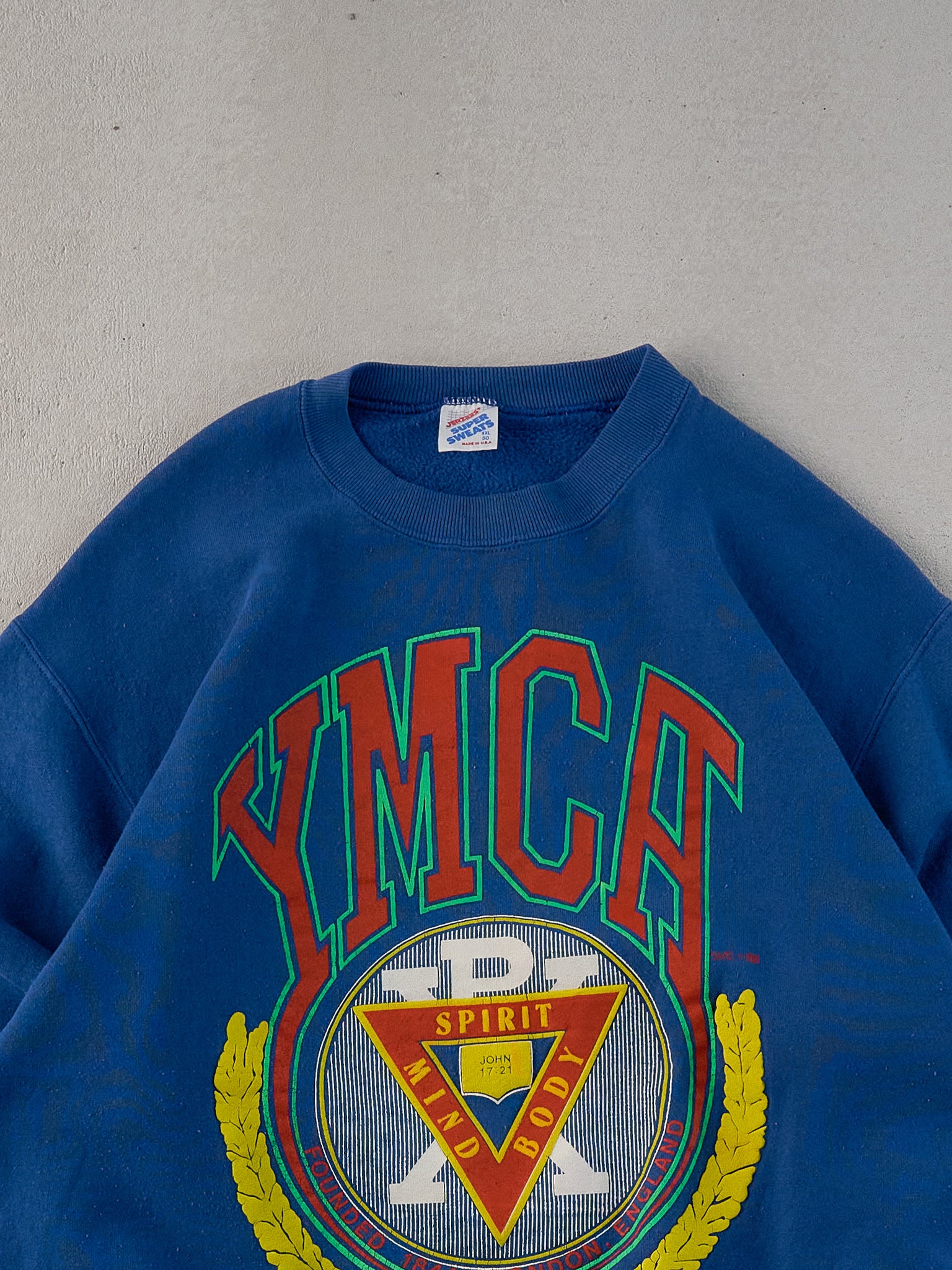 Vintage 99' Blue YMCA Dallas Graphic Crewneck (L)
