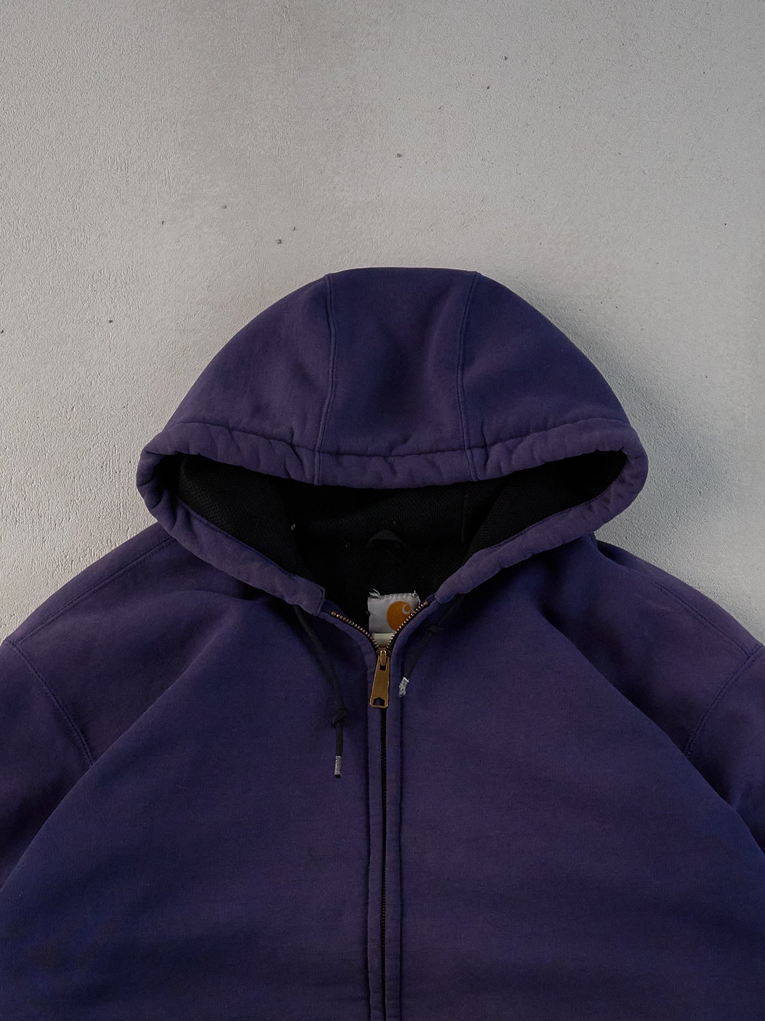 Vintage 90s Washed Blue Carhartt Workwear Lined Hooded Zipup (XXL)