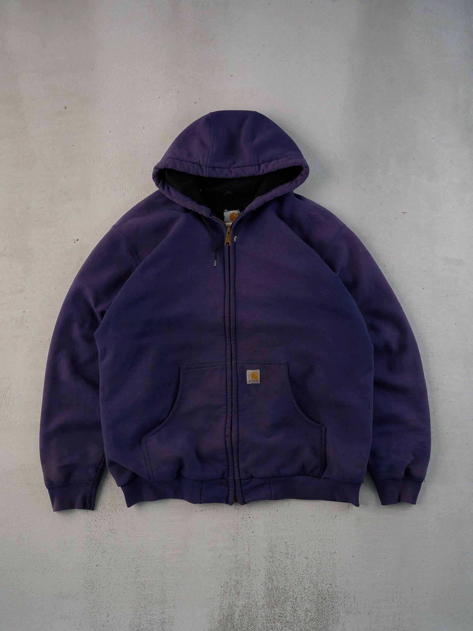 Vintage 90s Washed Blue Carhartt Workwear Lined Hooded Zipup (XXL)