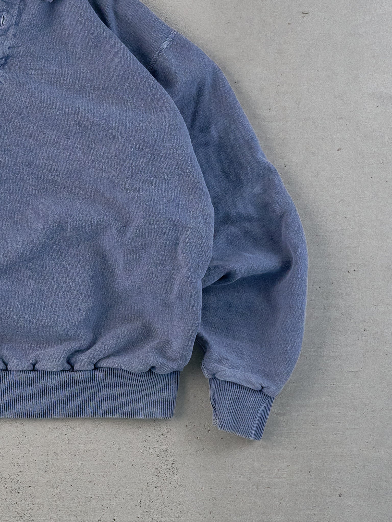 Vintage 90s Blue Non Fiction 1/4 Button Collared Crewneck (L)